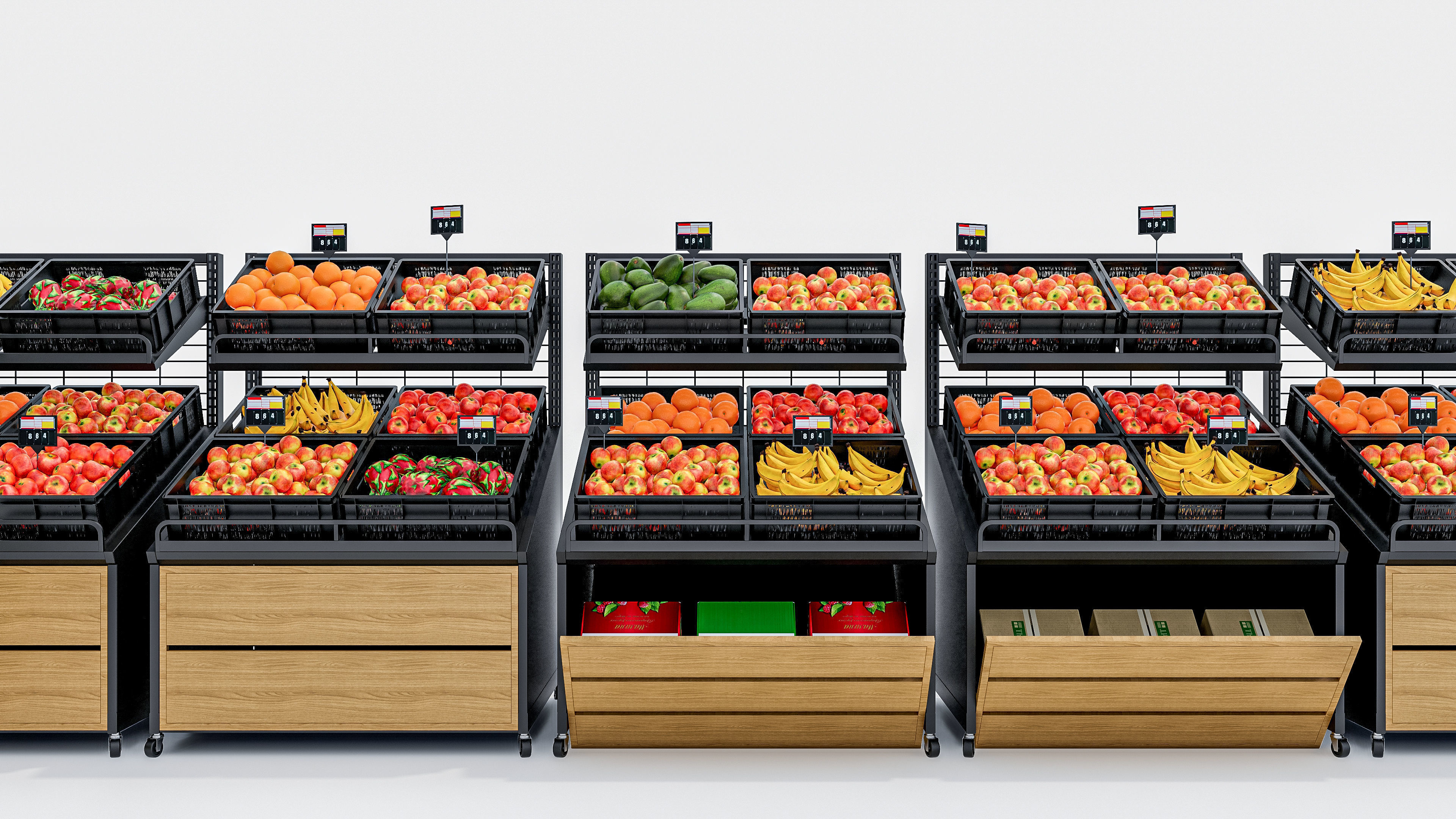 Fruits and vegetables Supermarket Grocery store showcase 3D model_11