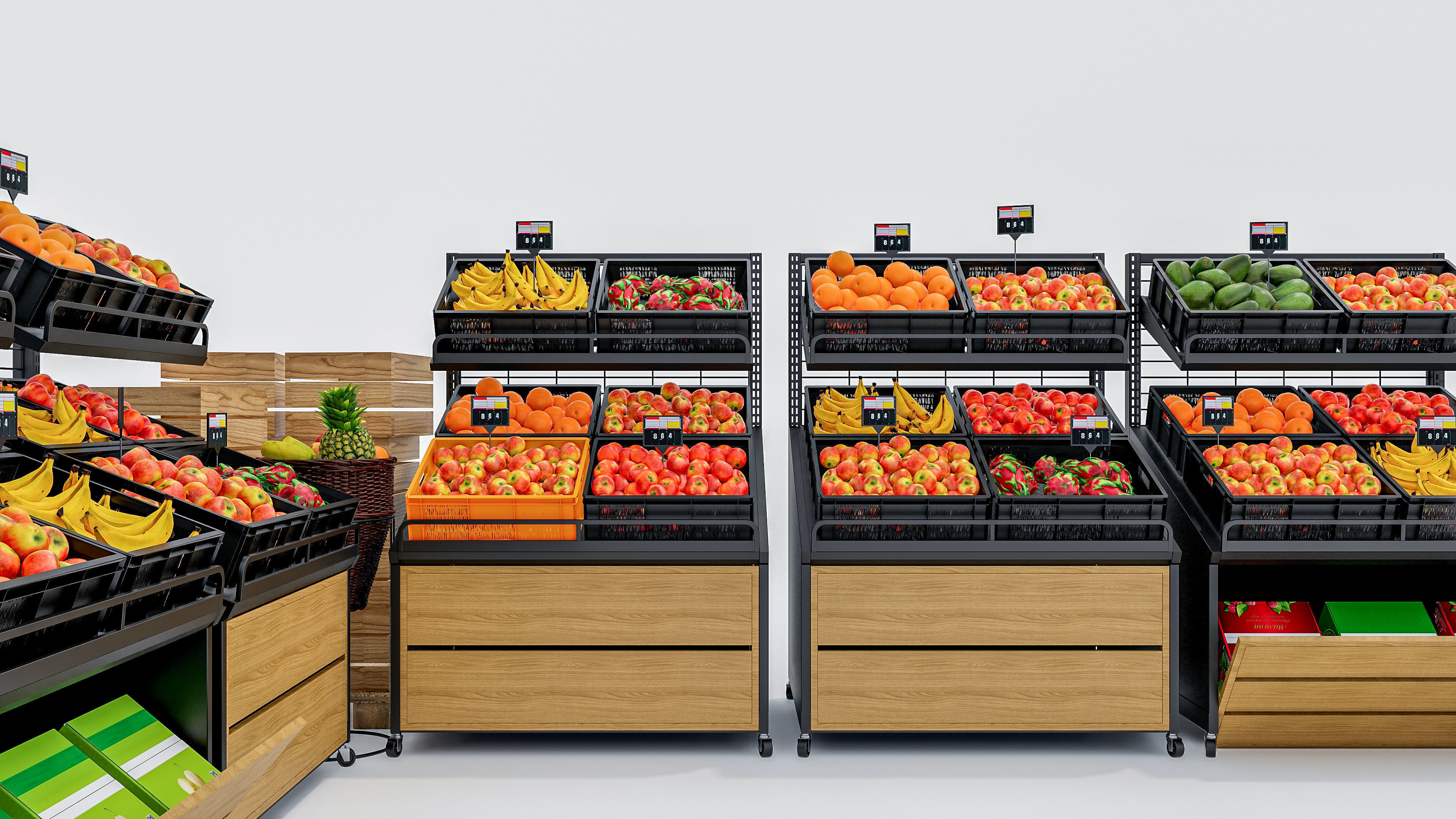 Fruits and vegetables Supermarket Grocery store showcase 3D model_16