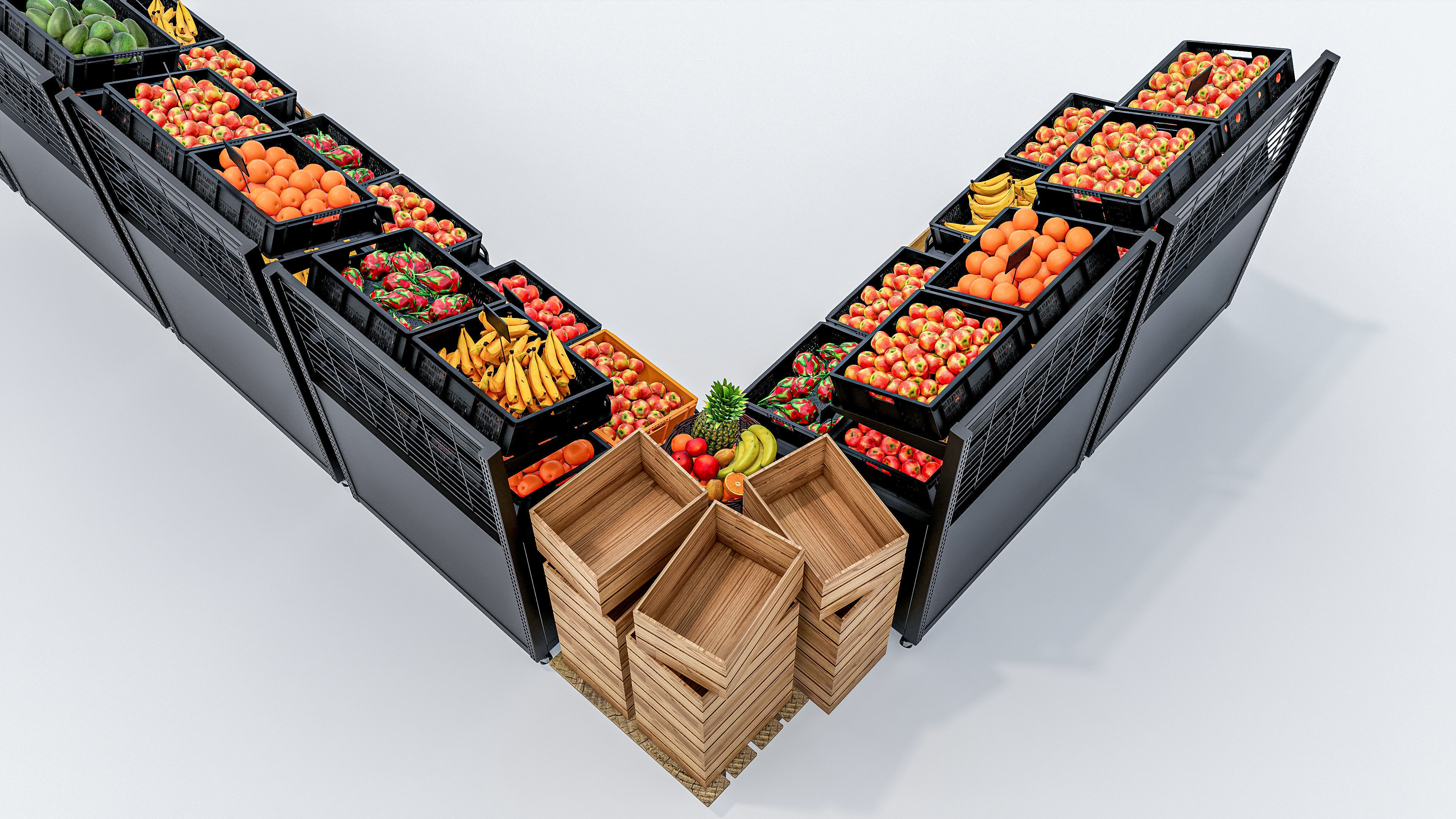 Fruits and vegetables Supermarket Grocery store showcase 3D model_17