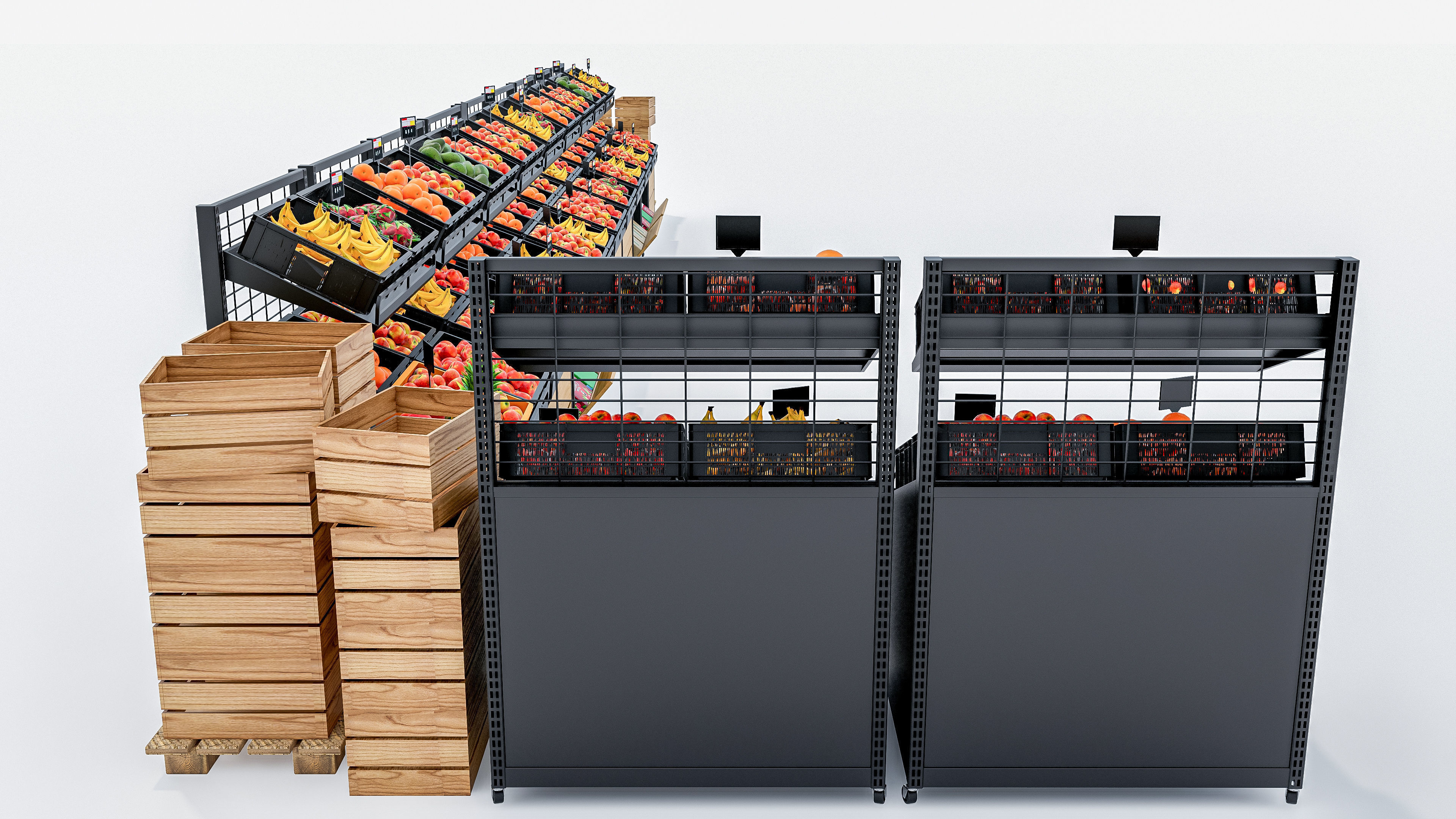 Fruits and vegetables Supermarket Grocery store showcase 3D model_13