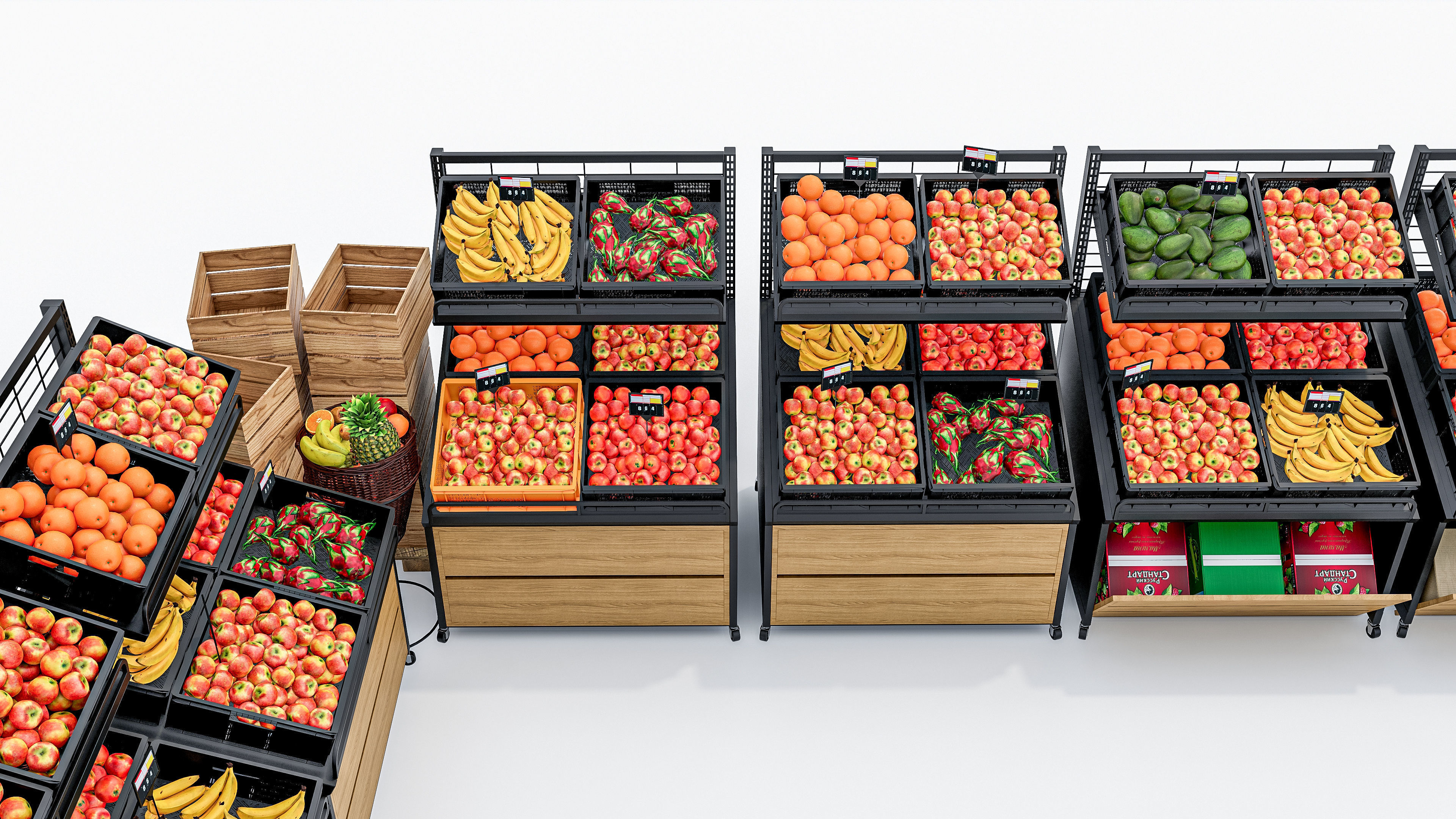 Fruits and vegetables Supermarket Grocery store showcase 3D model_4