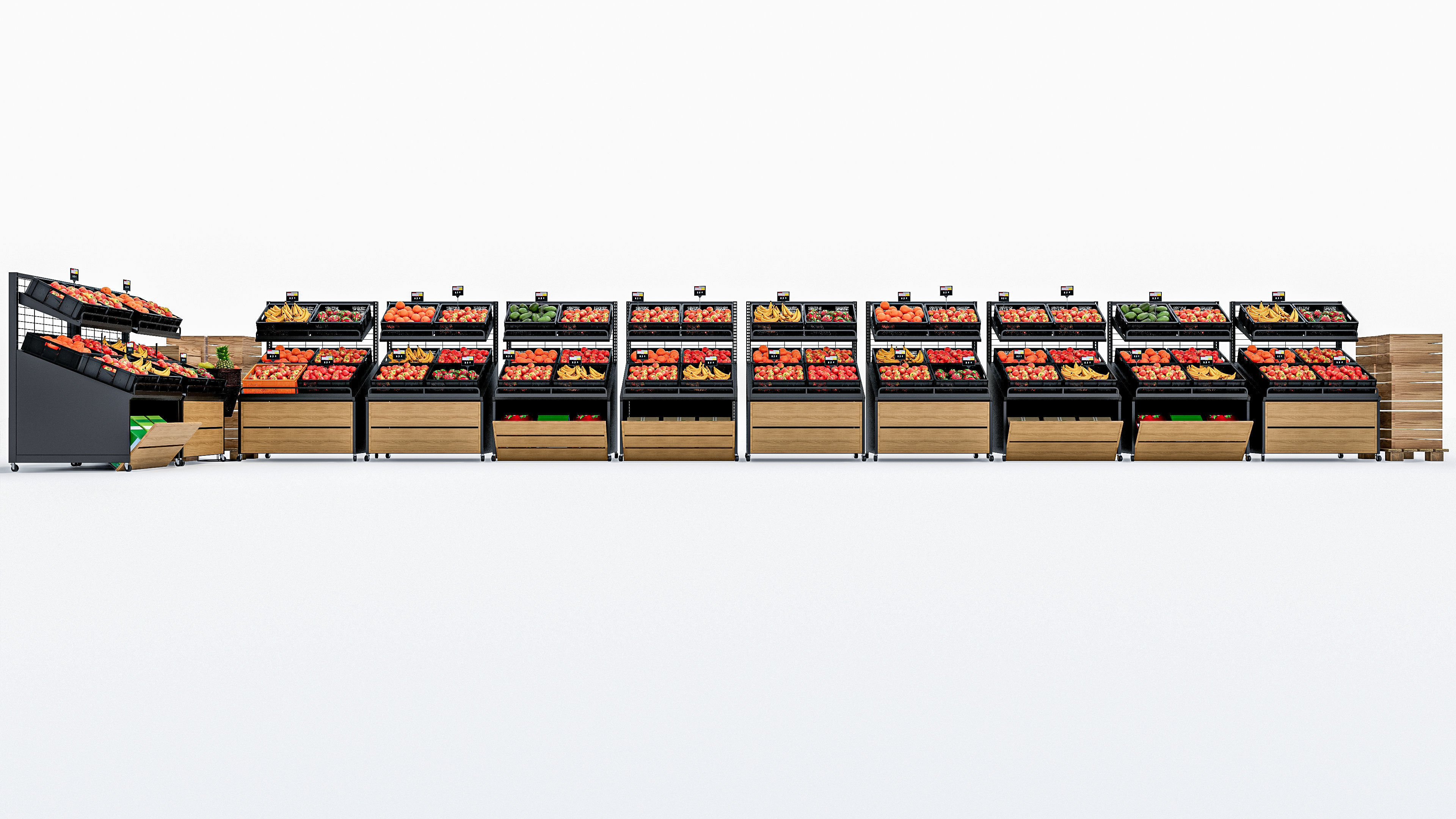 Fruits and vegetables Supermarket Grocery store showcase 3D model_20