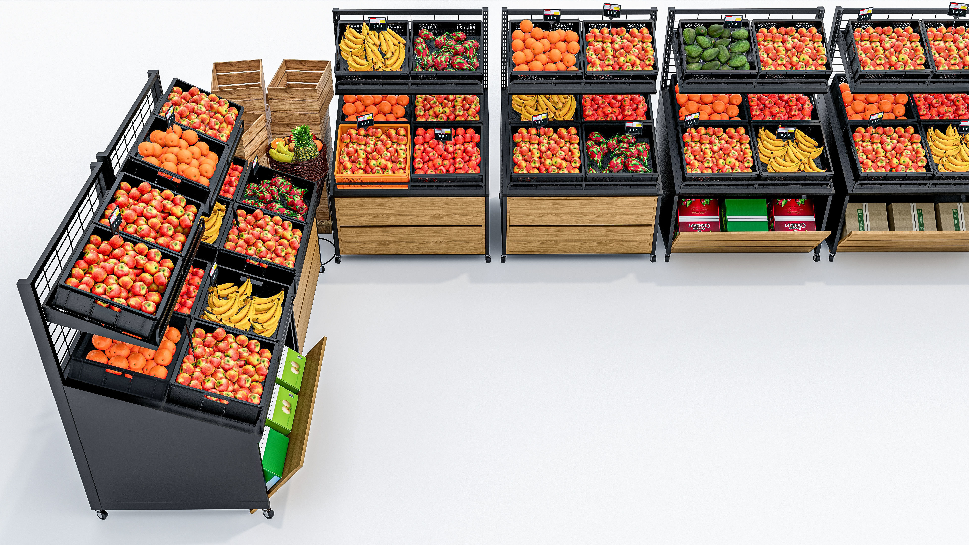 Fruits and vegetables Supermarket Grocery store showcase 3D model_5