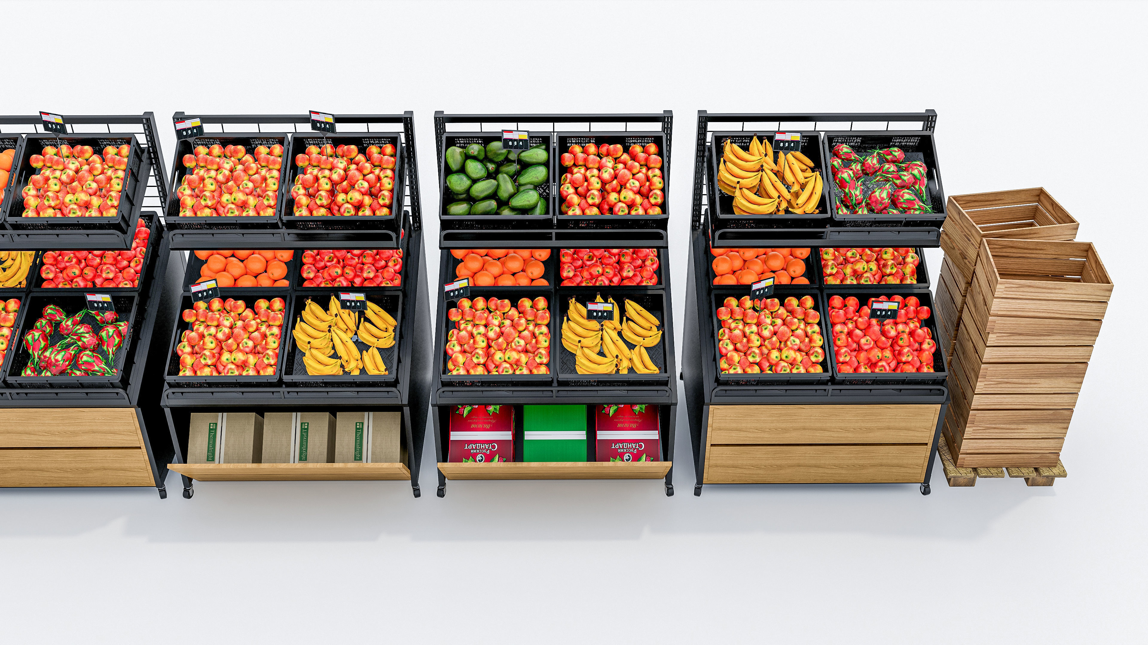 Fruits and vegetables Supermarket Grocery store showcase 3D model_2