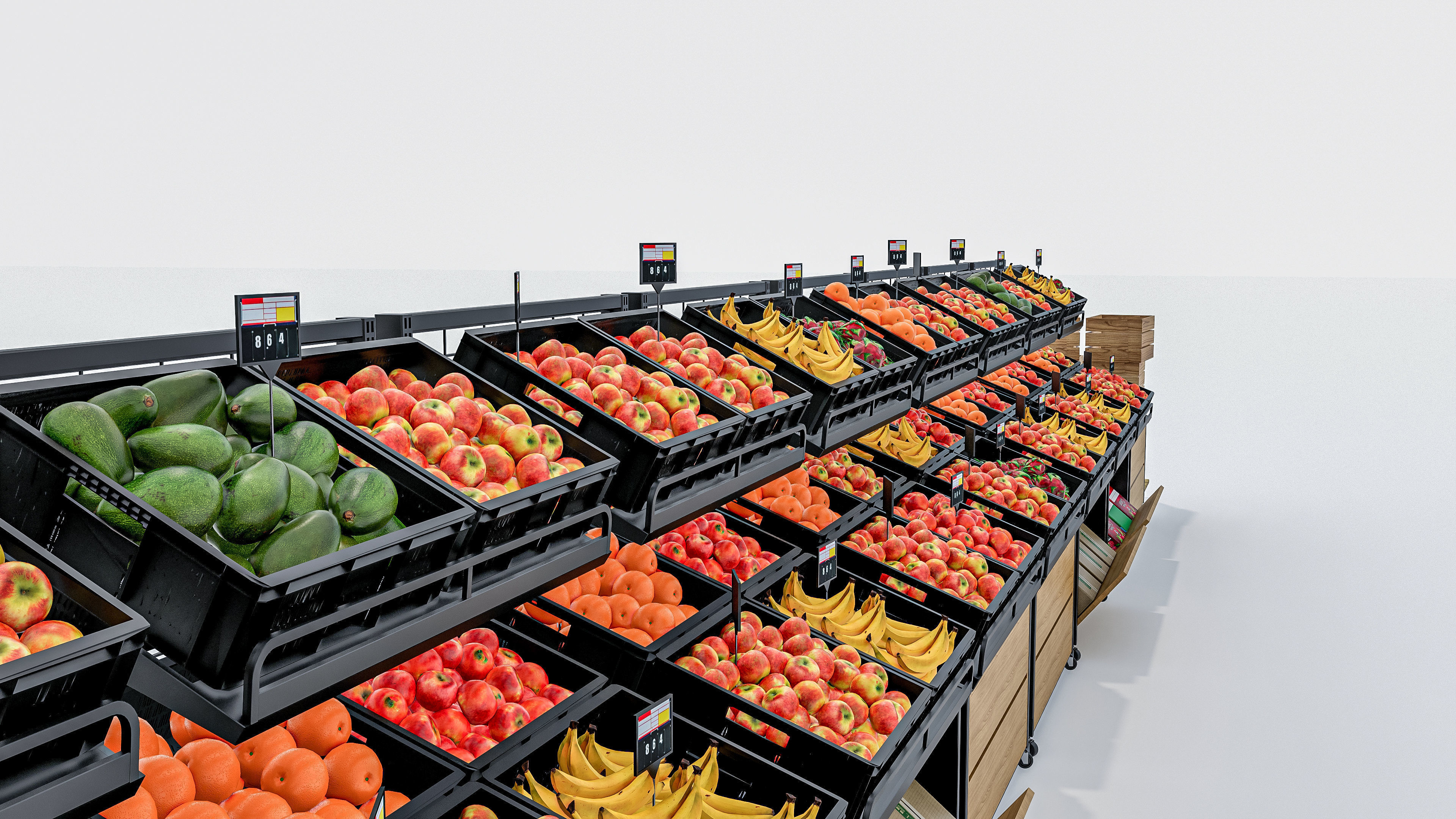 Fruits and vegetables Supermarket Grocery store showcase 3D model_21