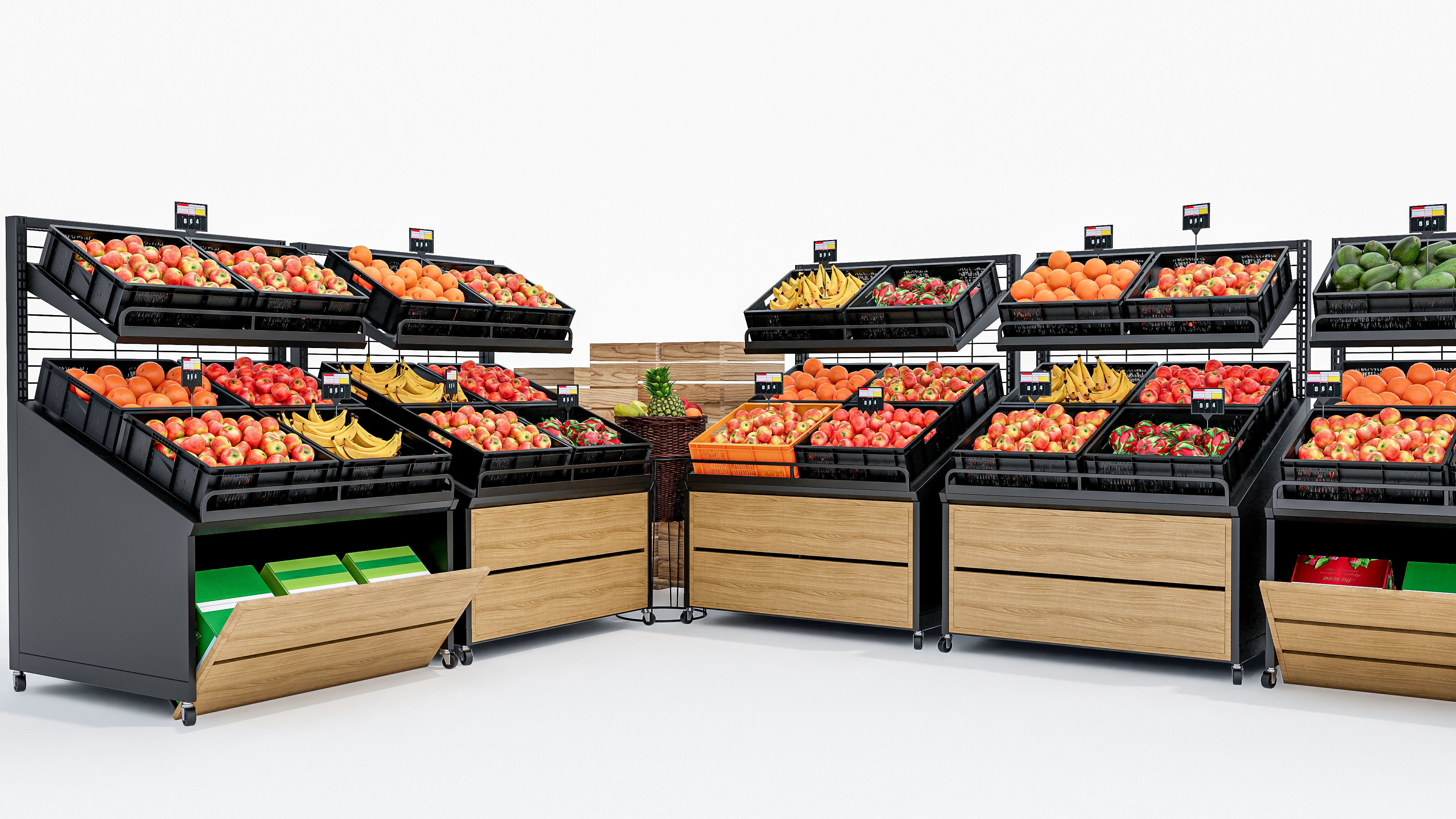 Fruits and vegetables Supermarket Grocery store showcase 3D model_10