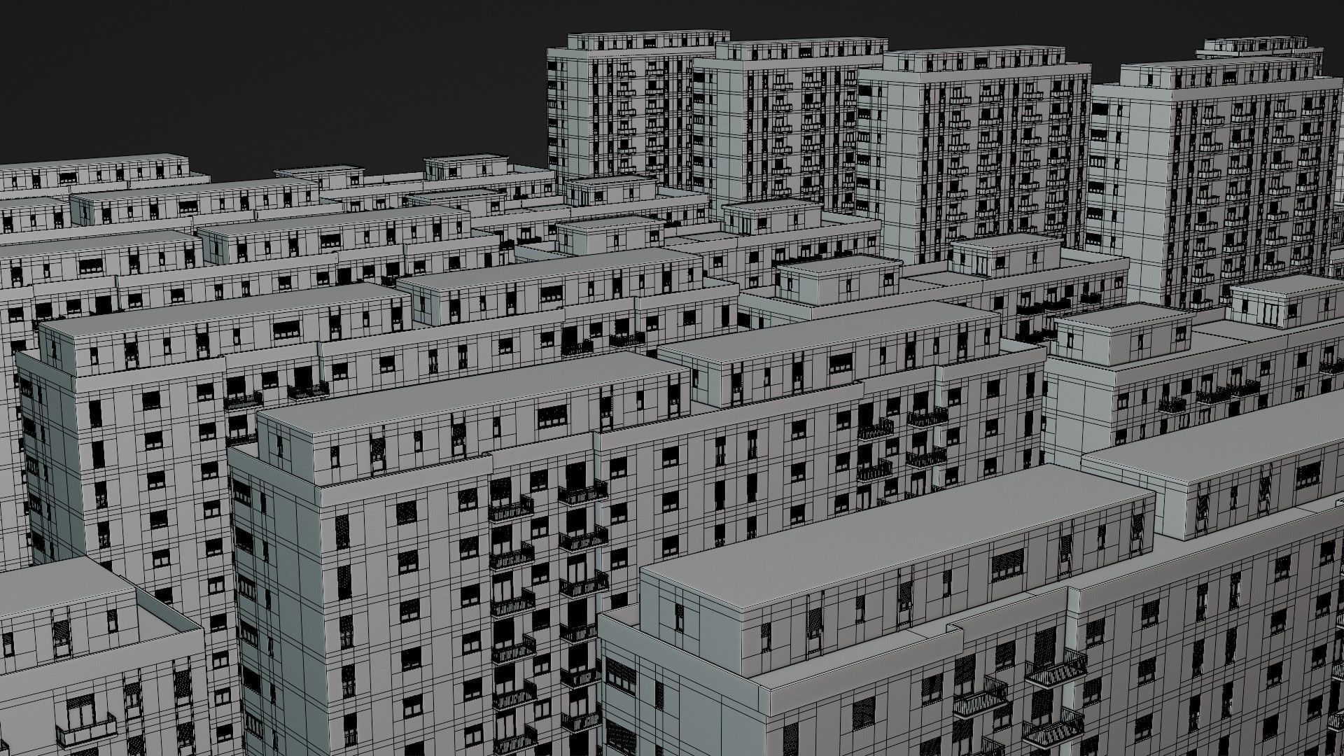 High density City residential Buildings Low-poly 3D model_24