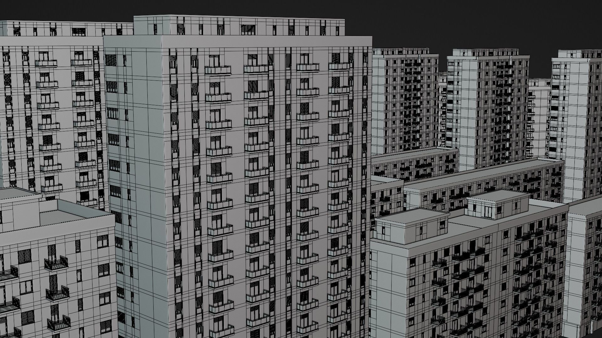 High density City residential Buildings Low-poly 3D model_23