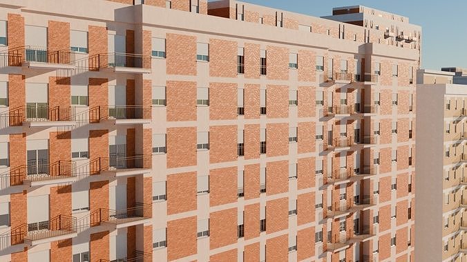 High density City residential Buildings Low-poly 3D model 7
