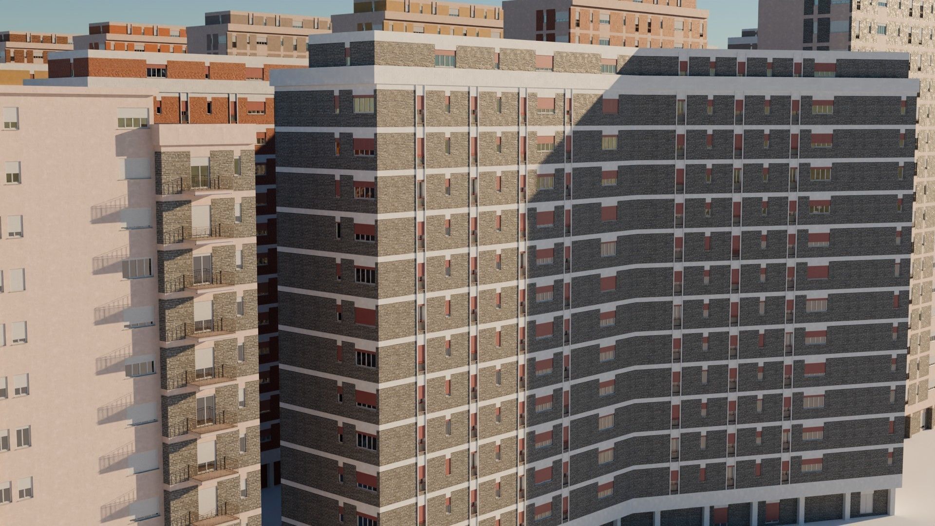 High density City residential Buildings Low-poly 3D model_9
