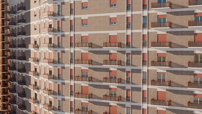 High density City residential Buildings Low-poly 3D model 4