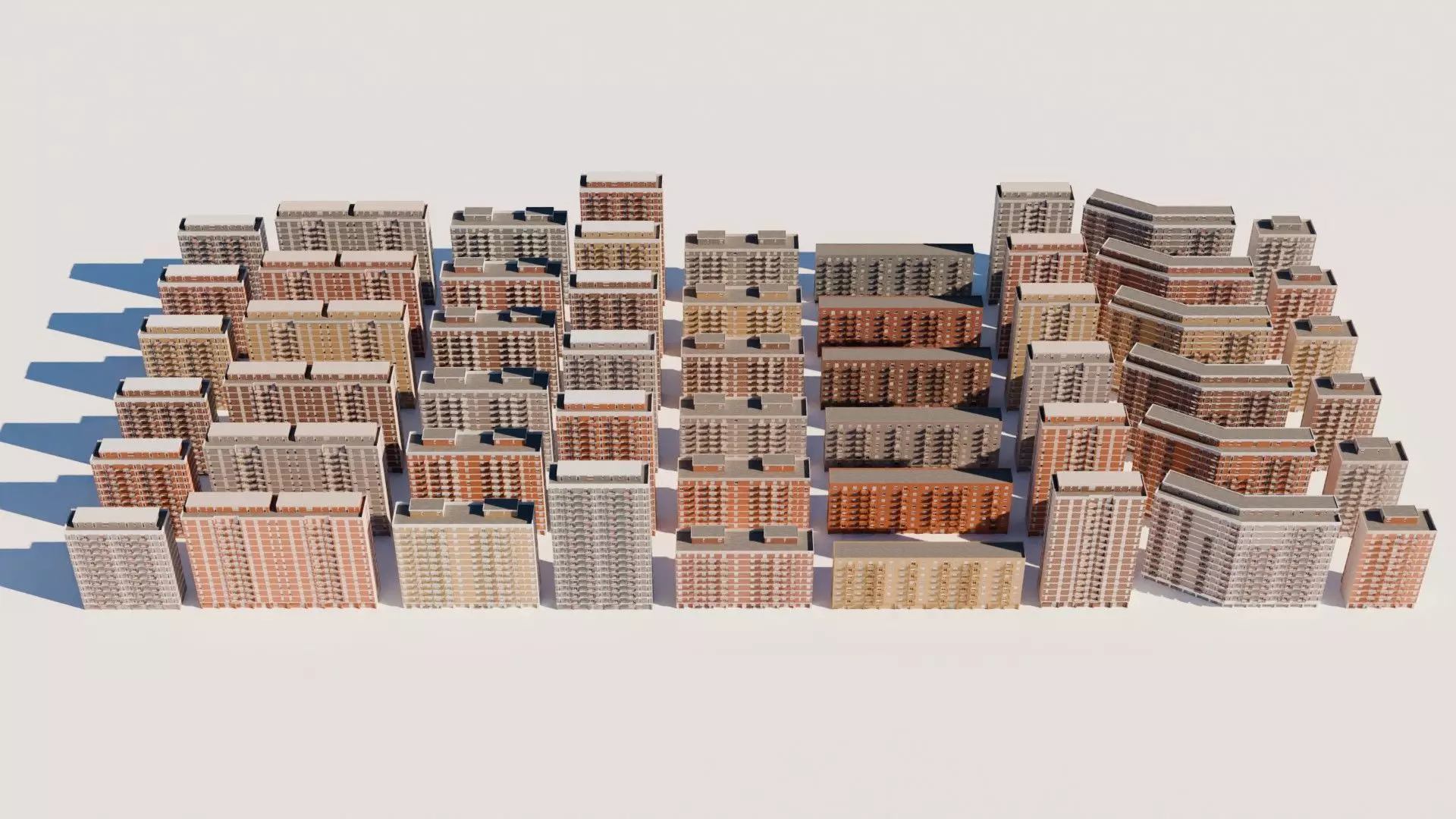 High density City residential Buildings Low-poly 3D model_0