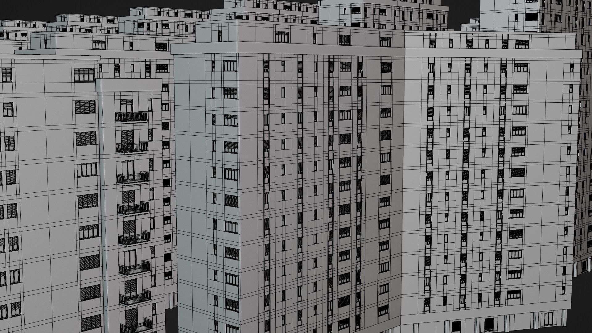 High density City residential Buildings Low-poly 3D model_27