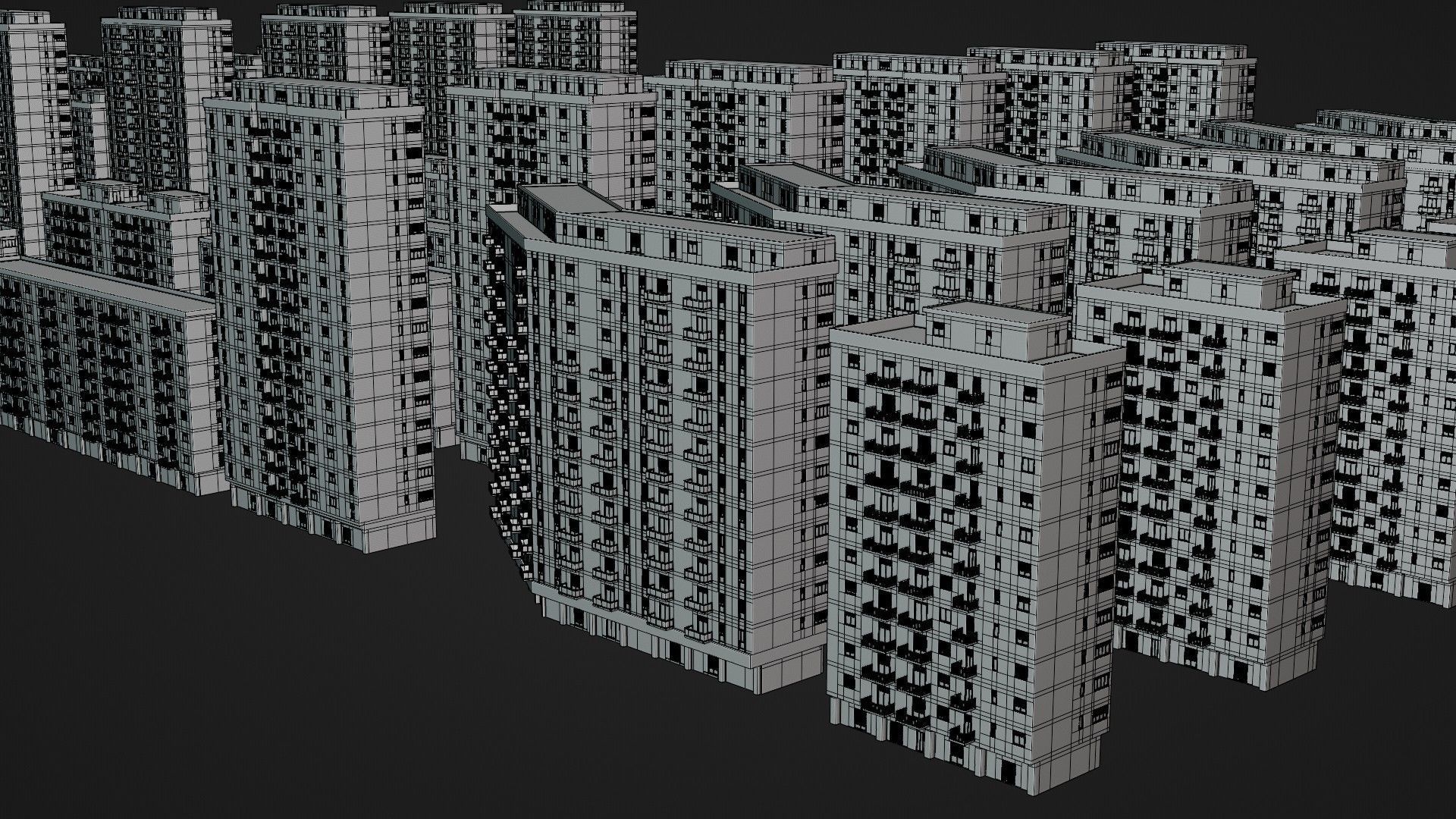 High density City residential Buildings Low-poly 3D model_20
