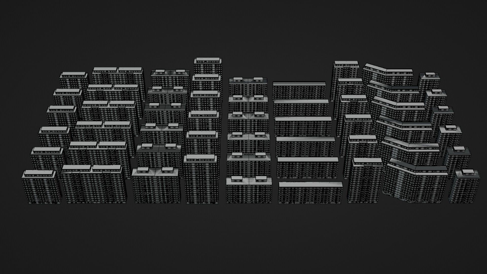 High density City residential Buildings Low-poly 3D model_19