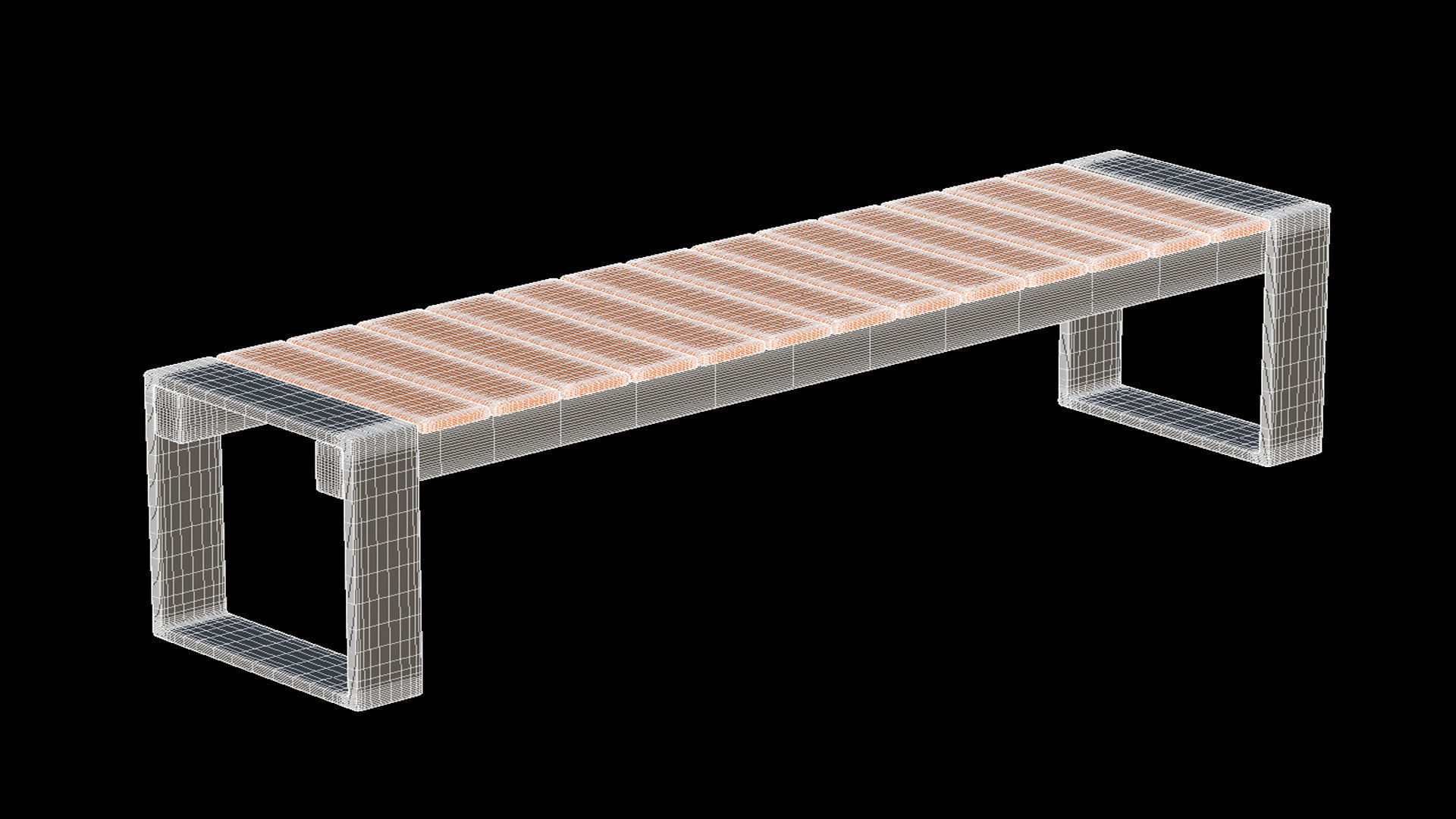 City Bench 01 Low-poly 3D model_14