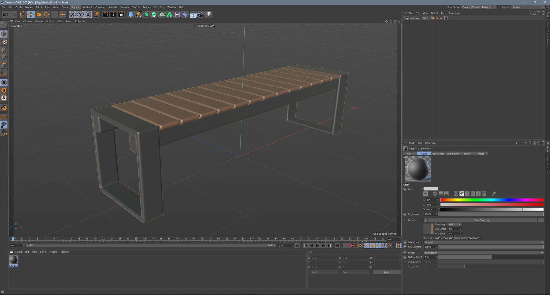 City Bench 01 Low-poly 3D model_10