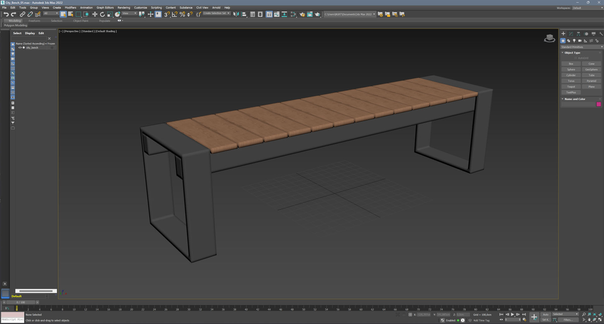 City Bench 01 Low-poly 3D model_12