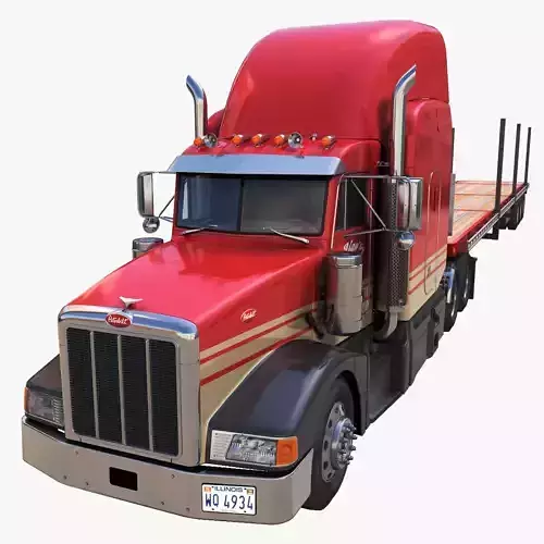 Peterbilt 377 flatbed trailer truck