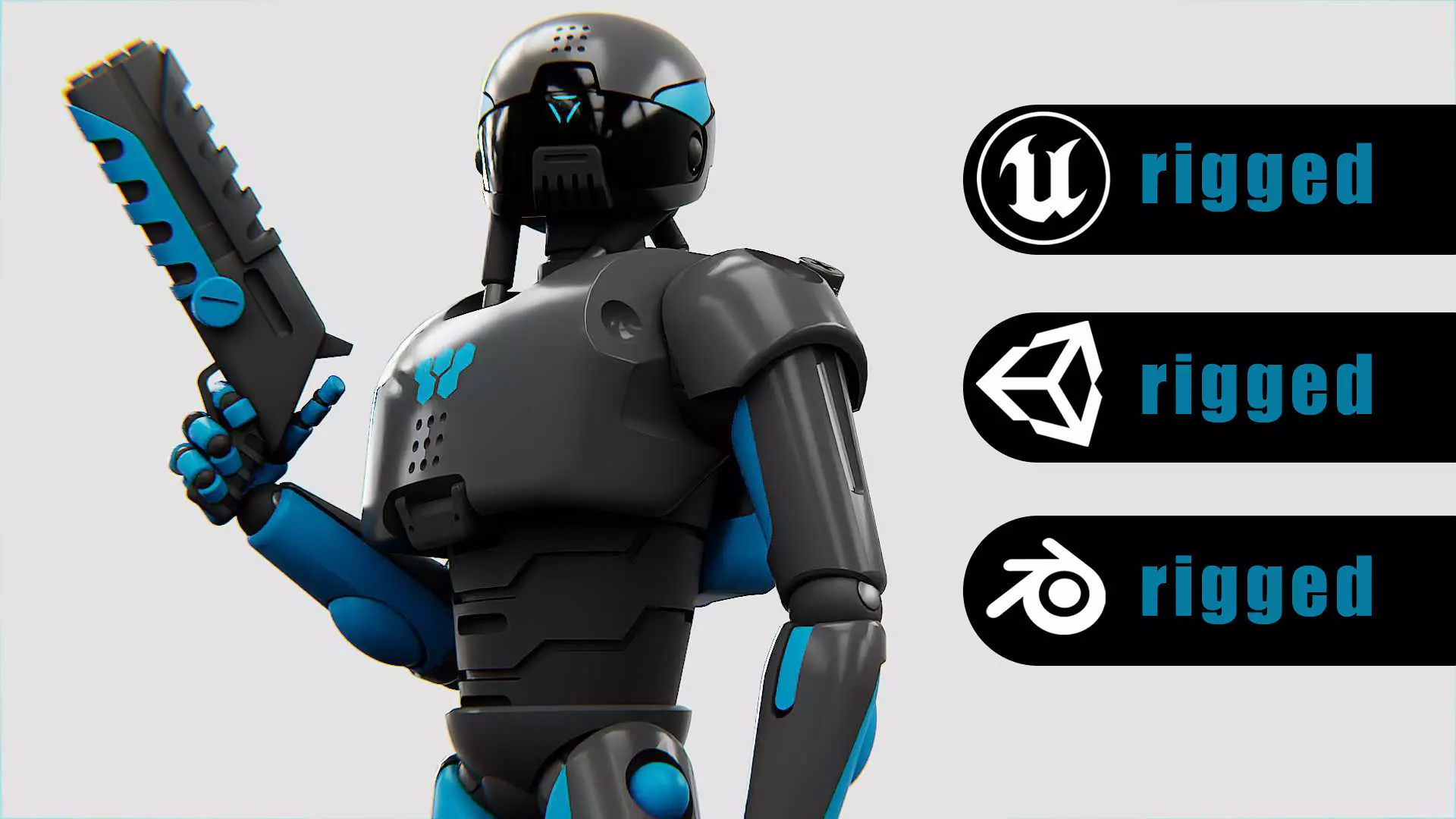 CYBER COP X-200 Rigged for Unreal Engine - Unity - MIXAMO 3D model_0