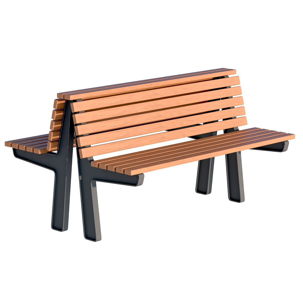 City Bench 02 Low-poly 3D model_1