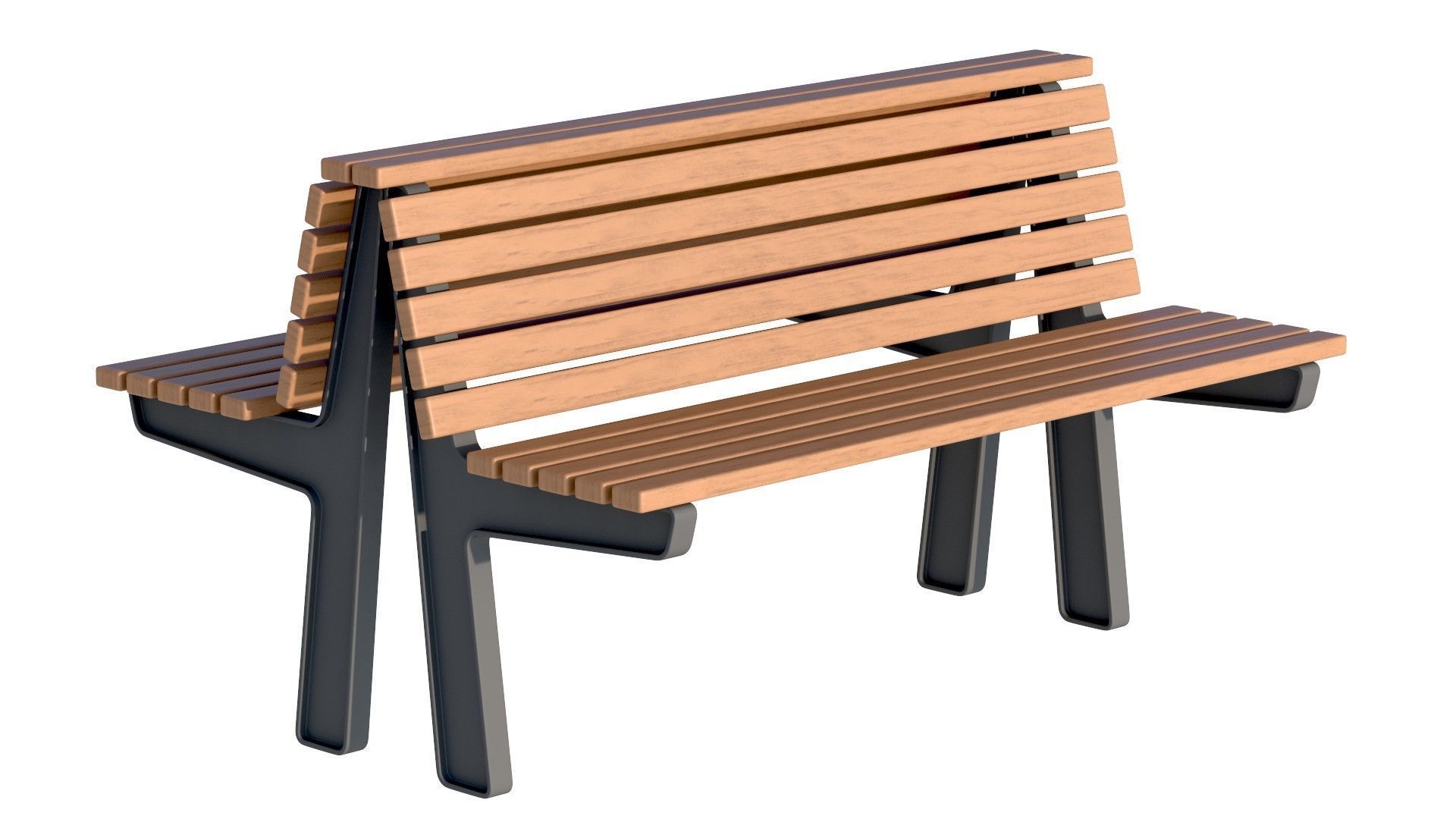 City Bench 02 Low-poly 3D model_2