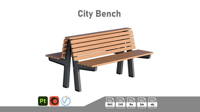 City Bench 02 Low-poly 3D model