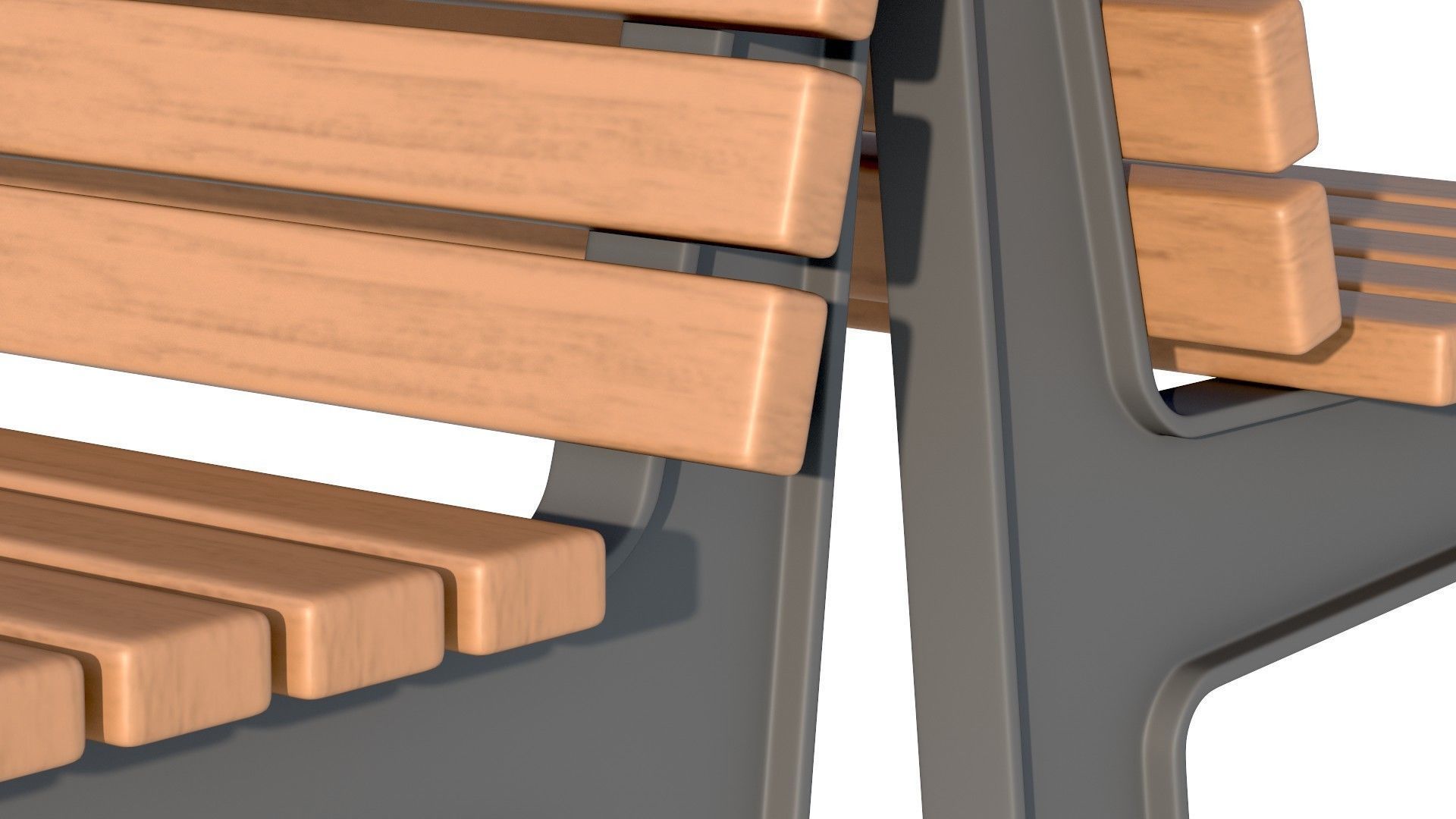 City Bench 02 Low-poly 3D model_10