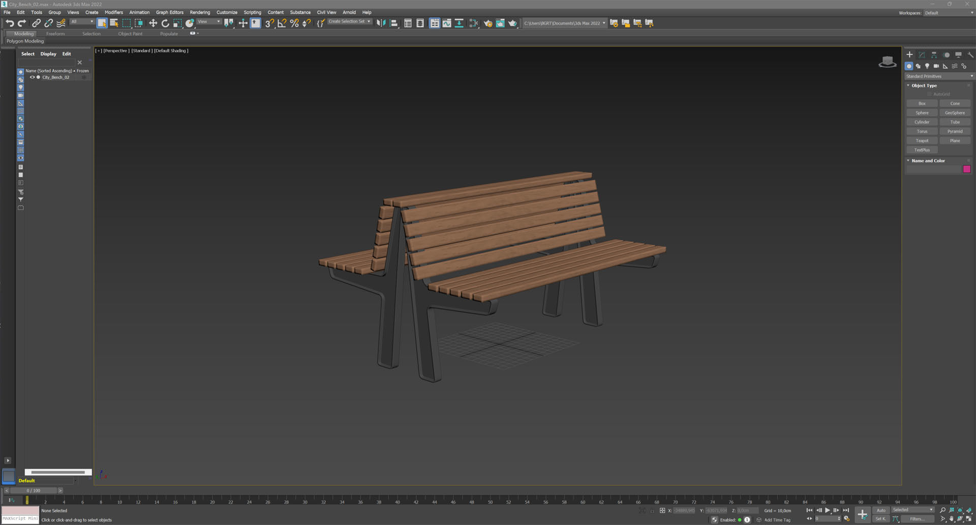 City Bench 02 Low-poly 3D model_13