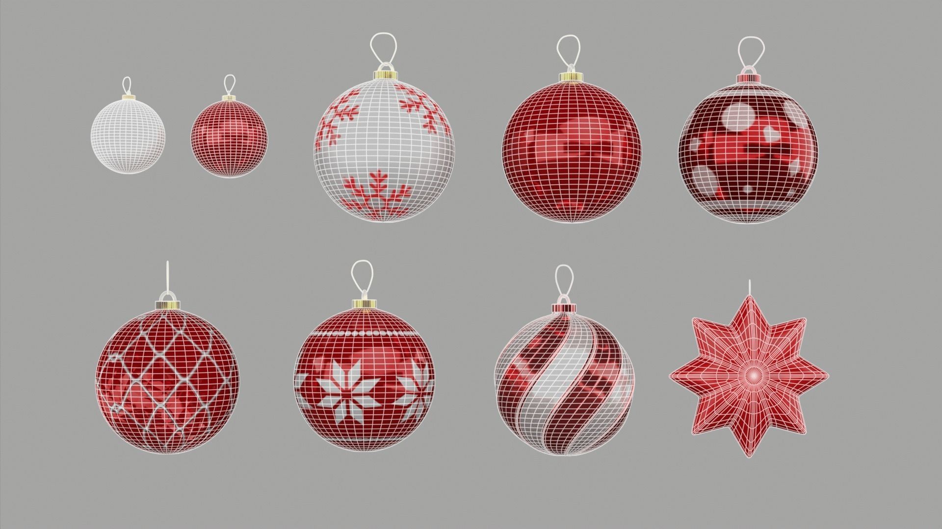 Xmas Decor - Set of Balls 3D model_1