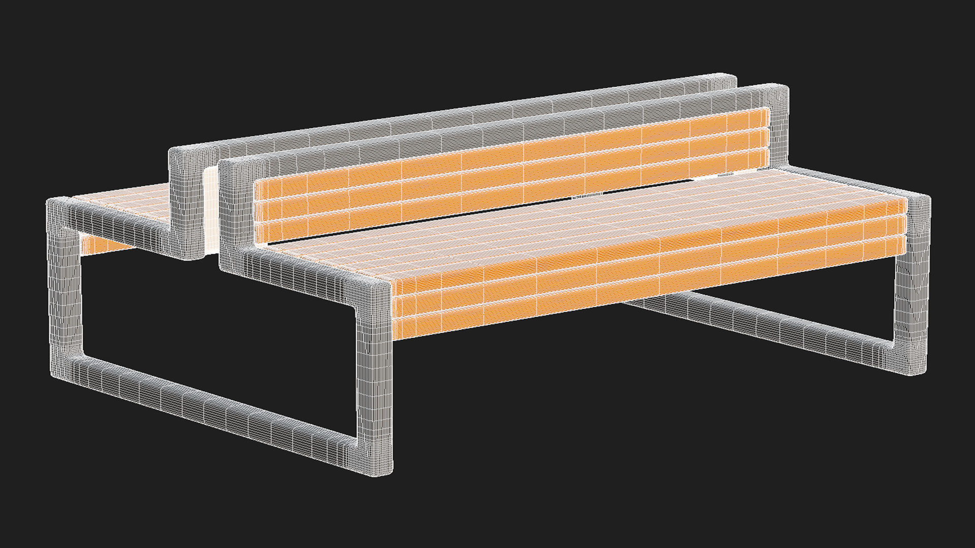 City Bench 04 Low-poly 3D model_13