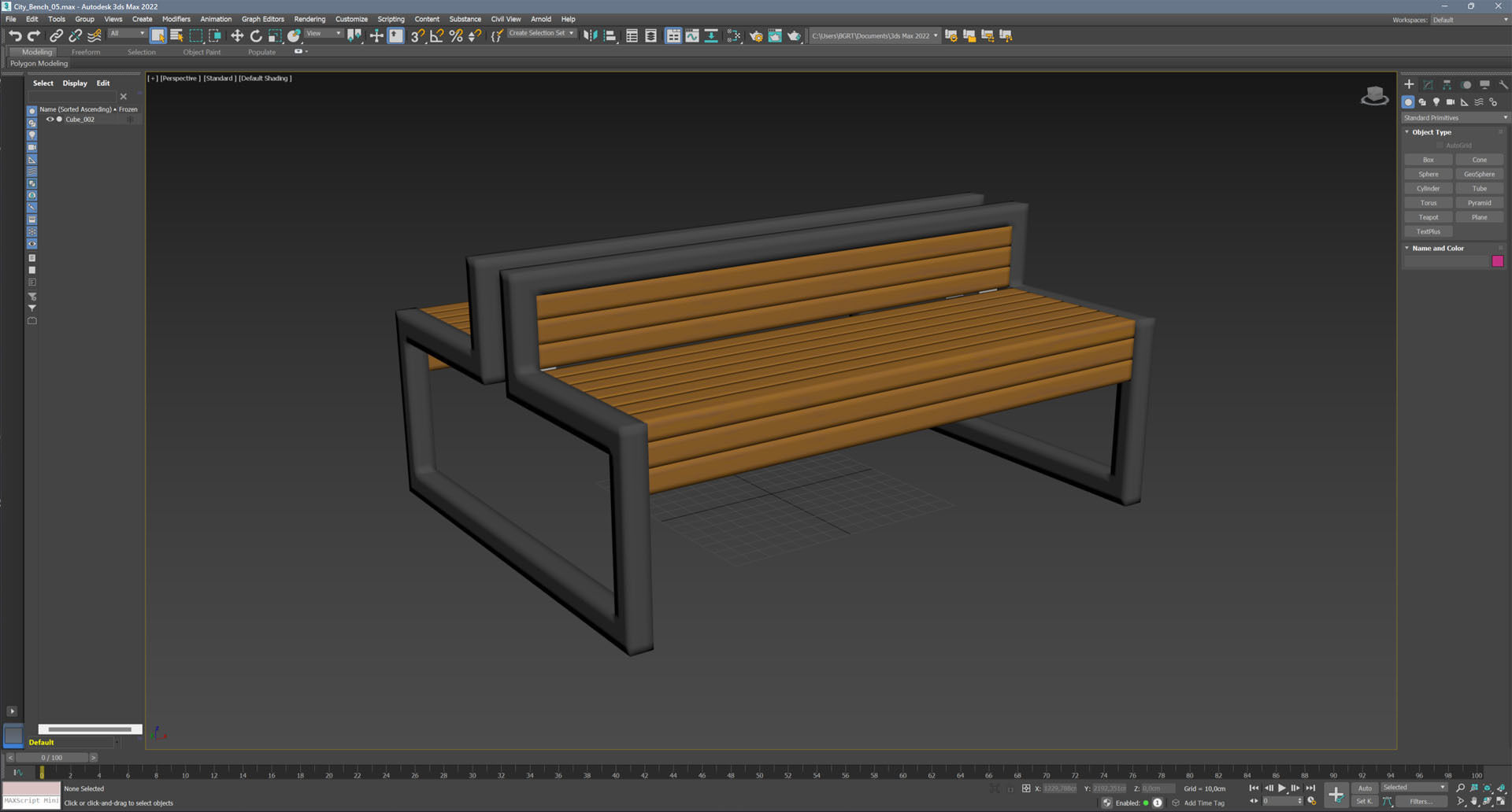 City Bench 04 Low-poly 3D model_11