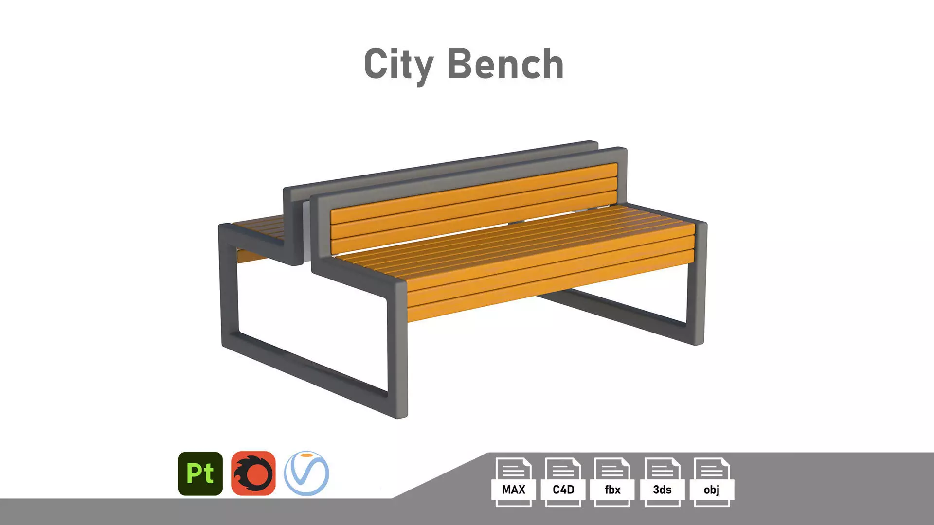 City Bench 04 Low-poly 3D model_0