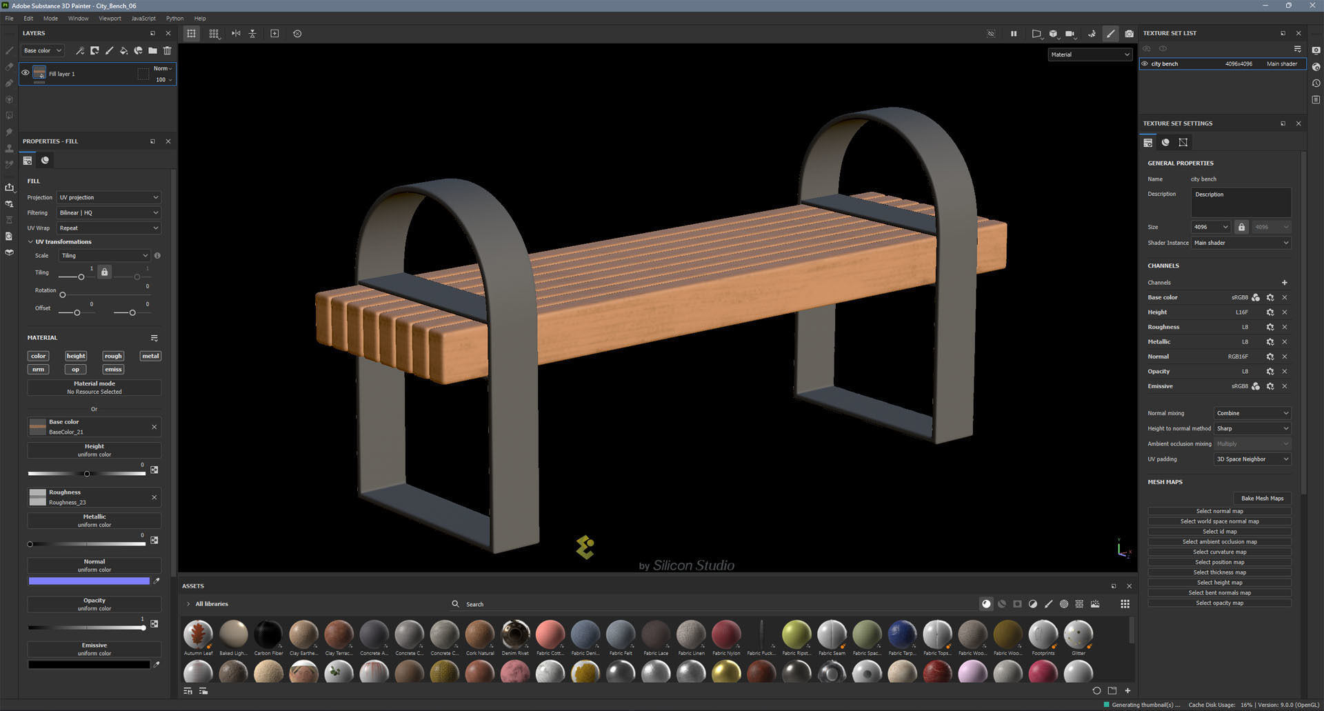 City Bench 05 Low-poly 3D model_10