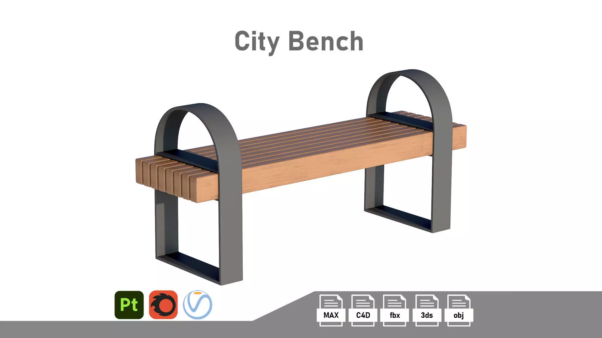 City Bench 05 Low-poly 3D model_0