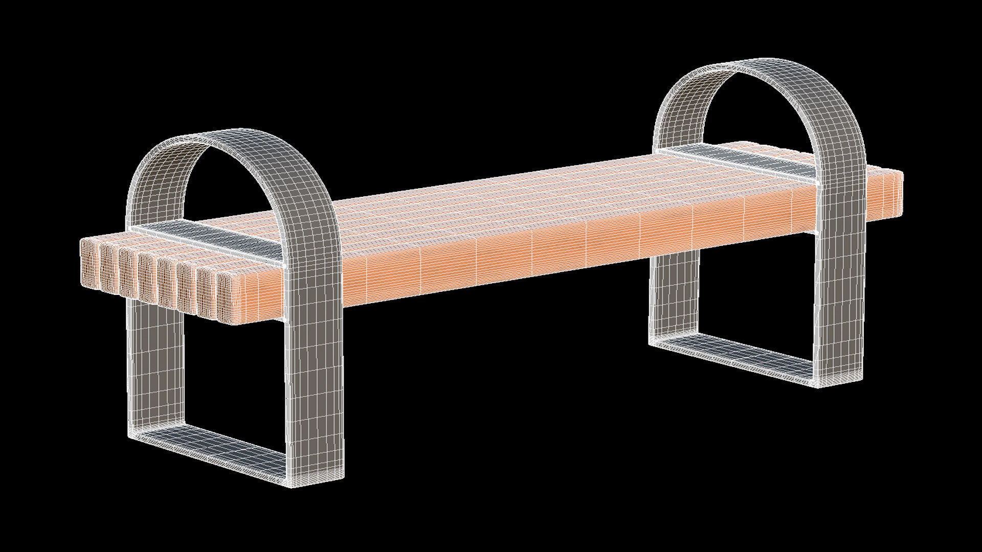 City Bench 05 Low-poly 3D model_13