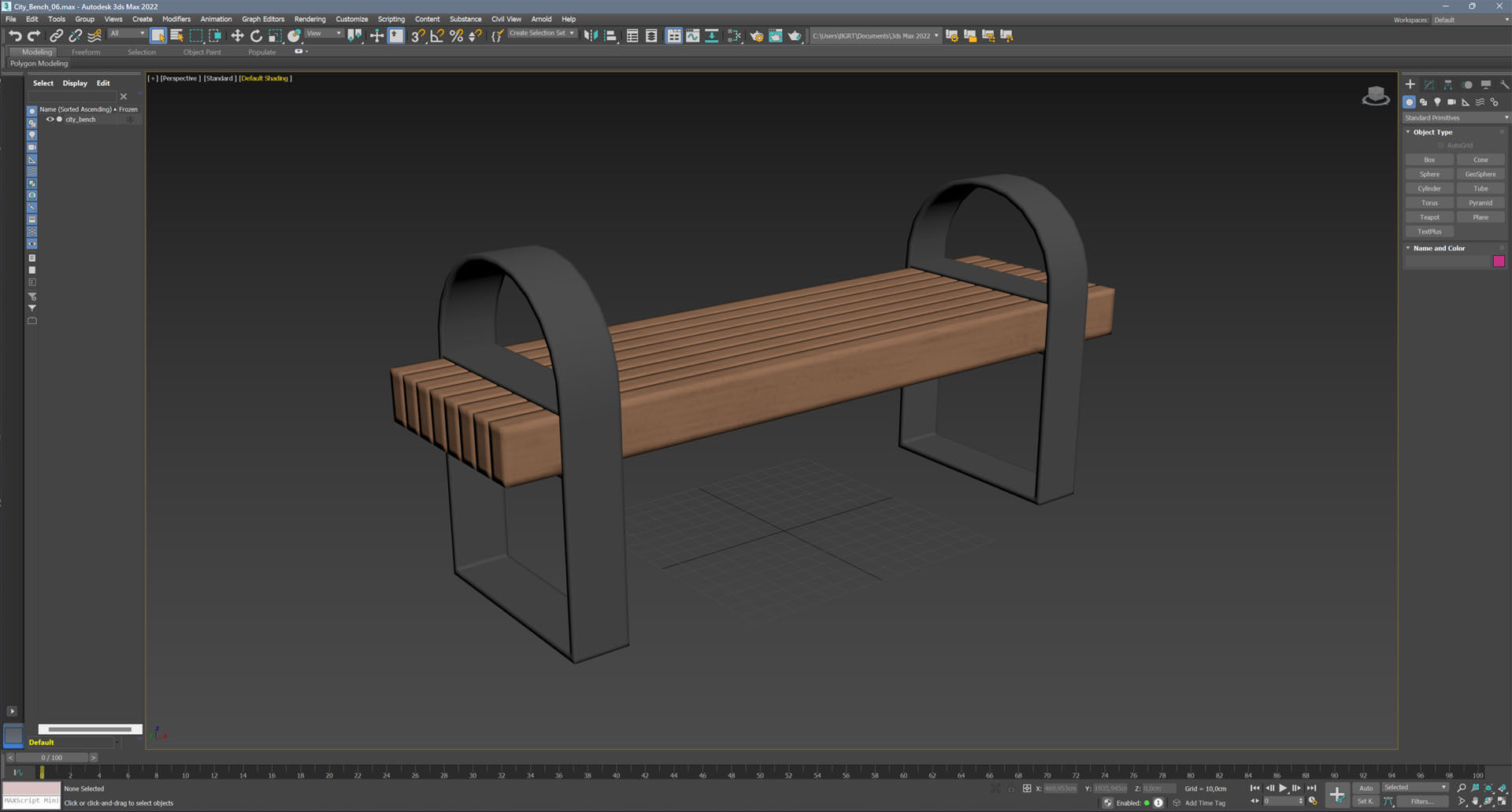 City Bench 05 Low-poly 3D model_11
