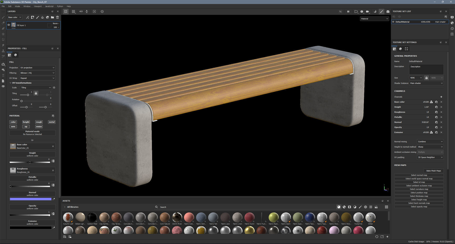 City bench 06 Low-poly 3D model_10