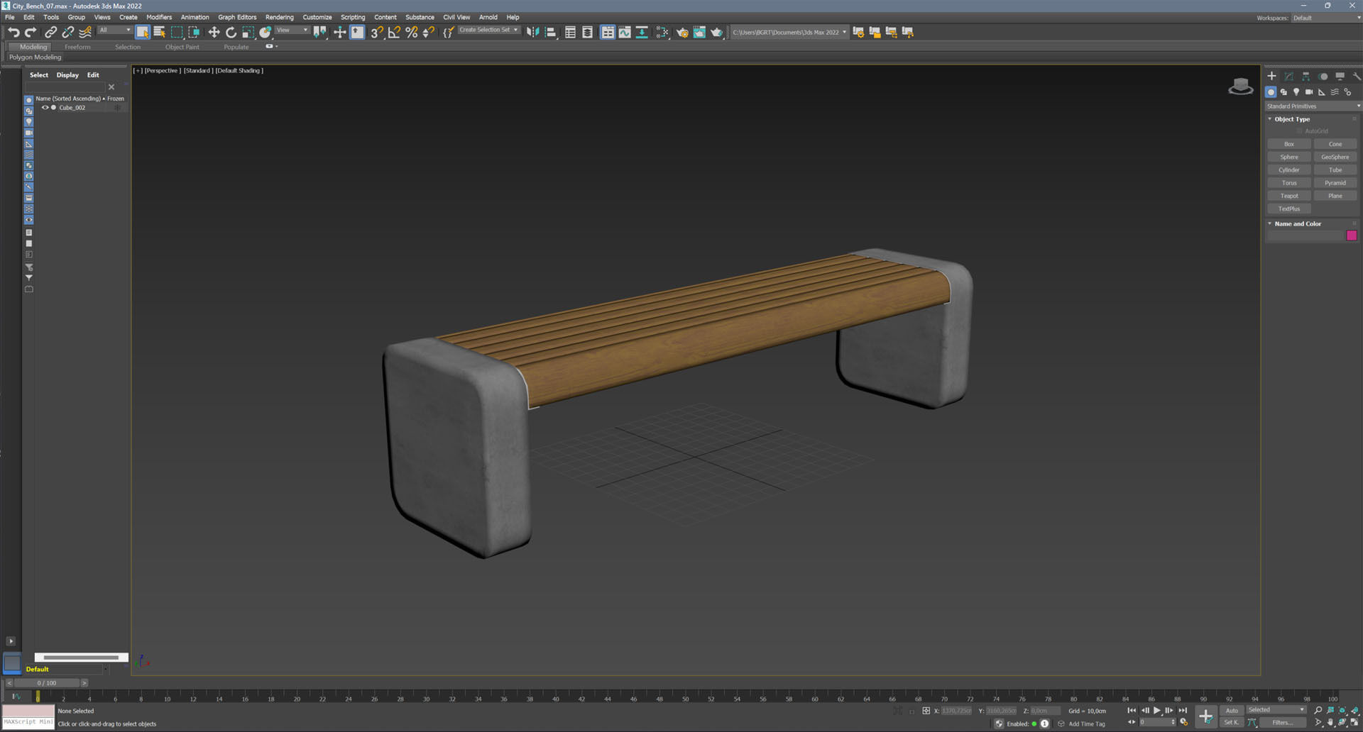 City bench 06 Low-poly 3D model_11