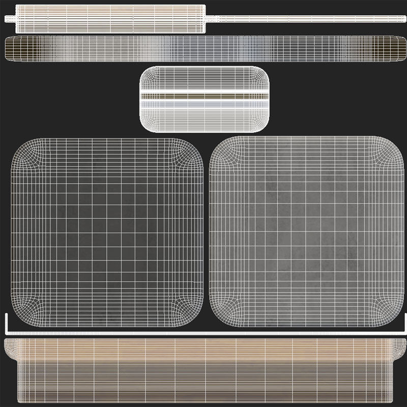 City bench 06 Low-poly 3D model_14