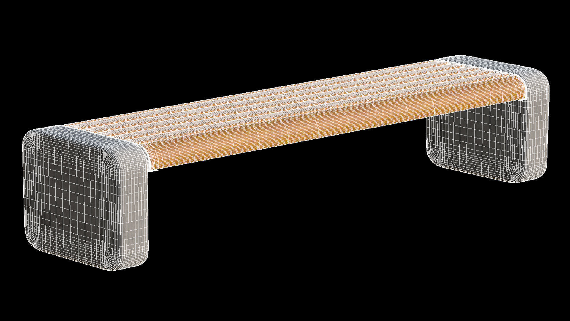 City bench 06 Low-poly 3D model_13