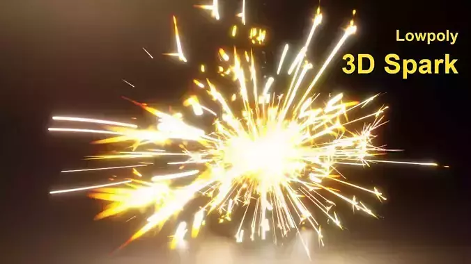 Low poly realistic Muzzle Fire Spark 3D model Low-poly 3D model