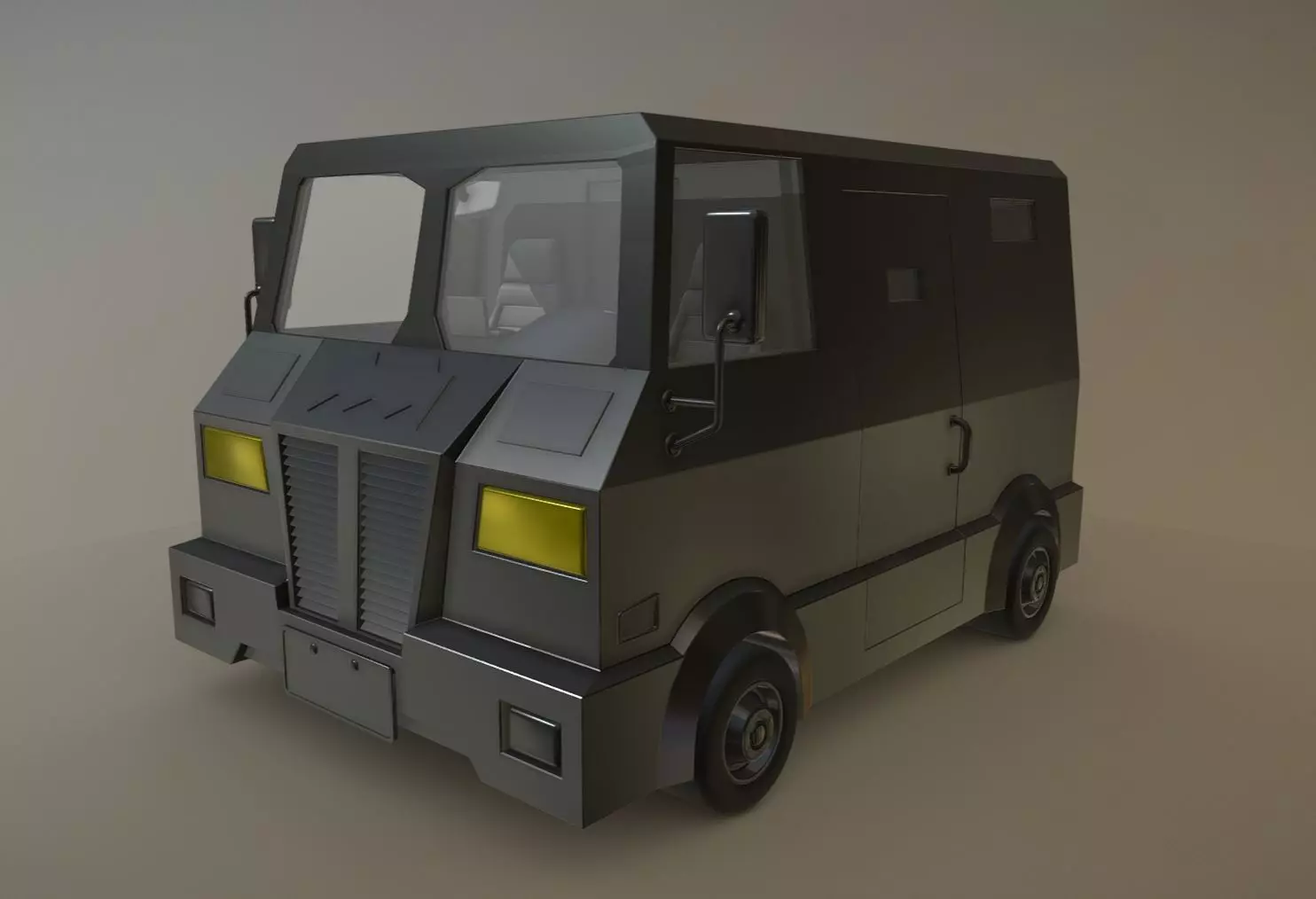 Black Car Low-poly 3D model_0