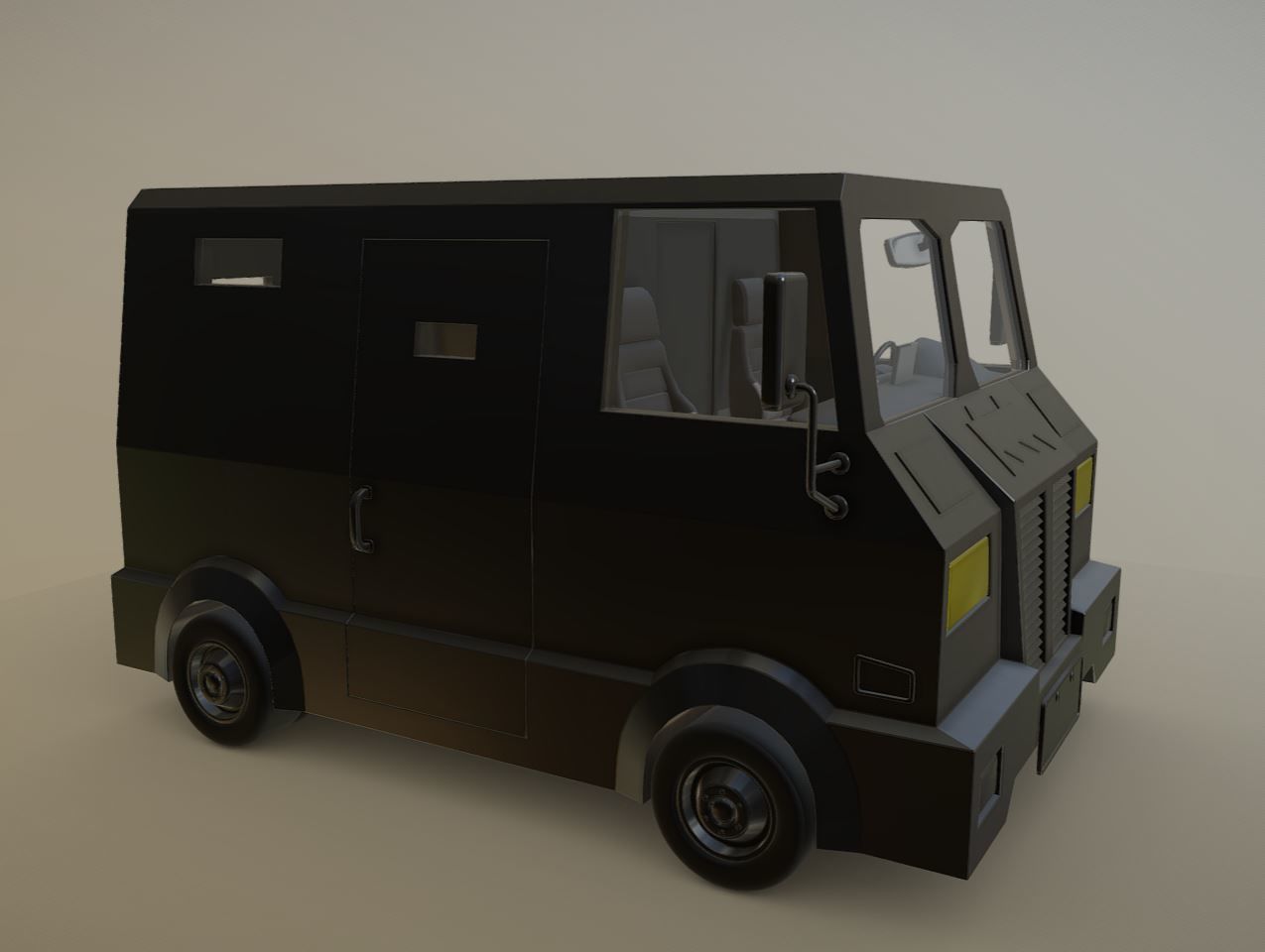 Black Car Low-poly 3D model_1