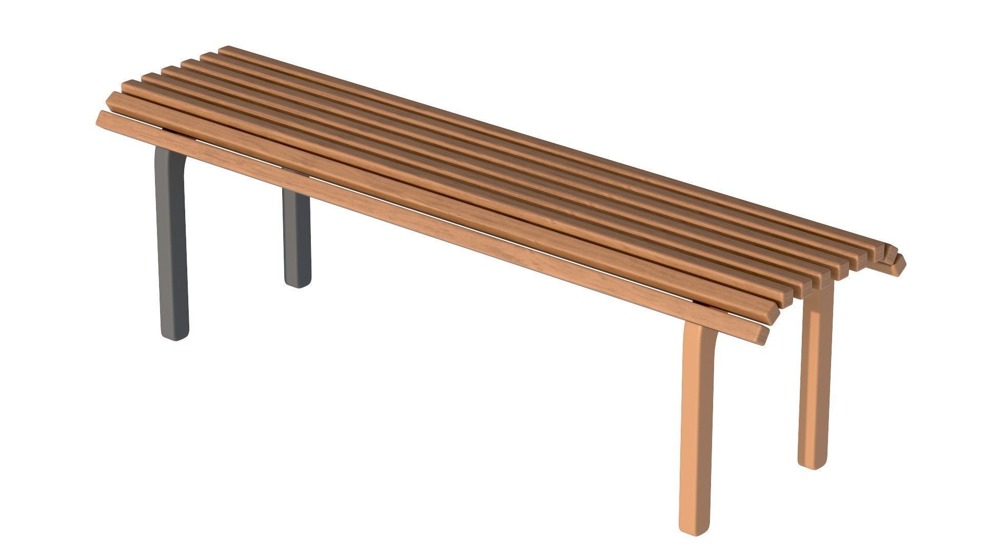 City Bench 09 Low-poly 3D model_4