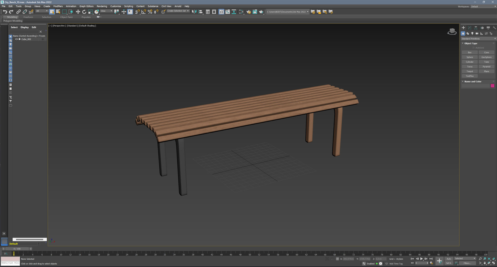 City Bench 09 Low-poly 3D model_10