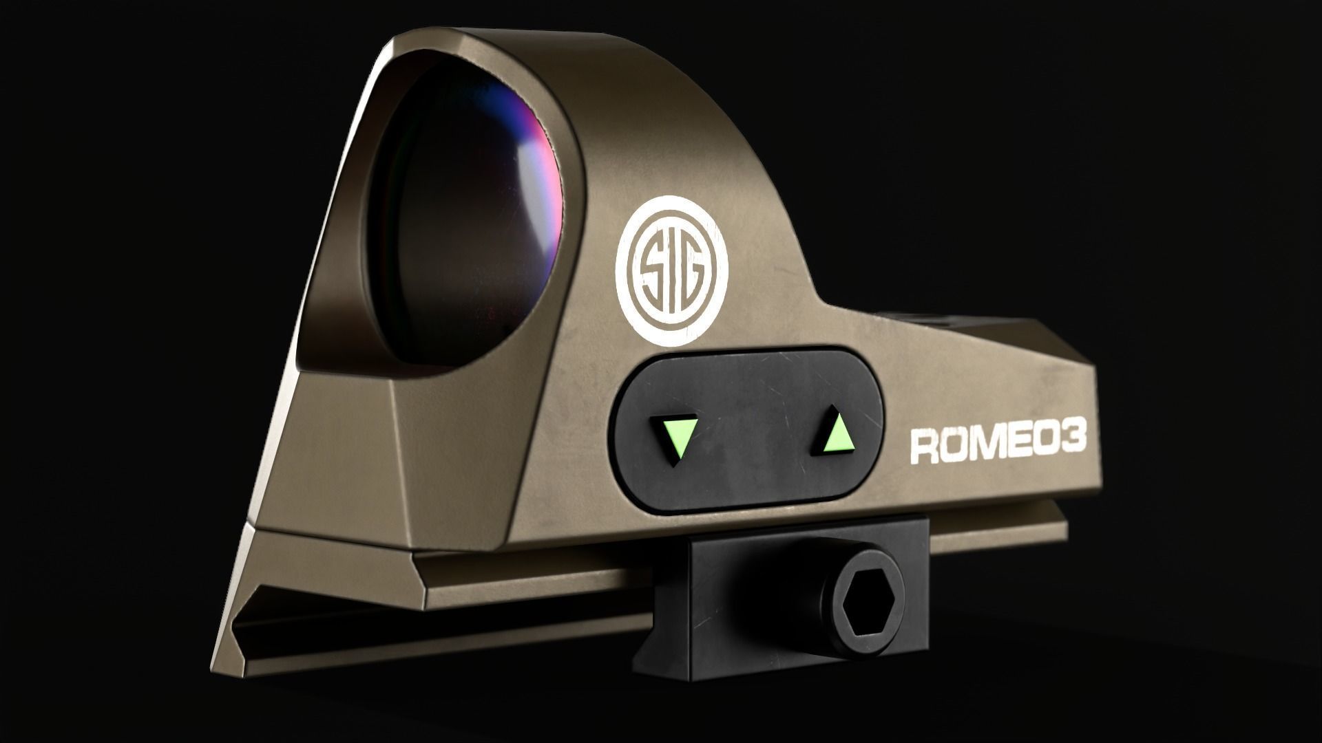 Sig Sauer Romeo3 Red Dot Sight Low-poly 3D model_12