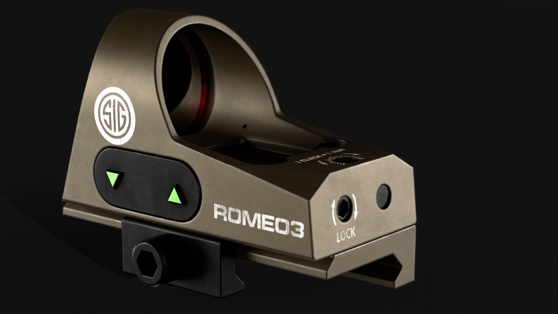 Sig Sauer Romeo3 Red Dot Sight Low-poly 3D model_11