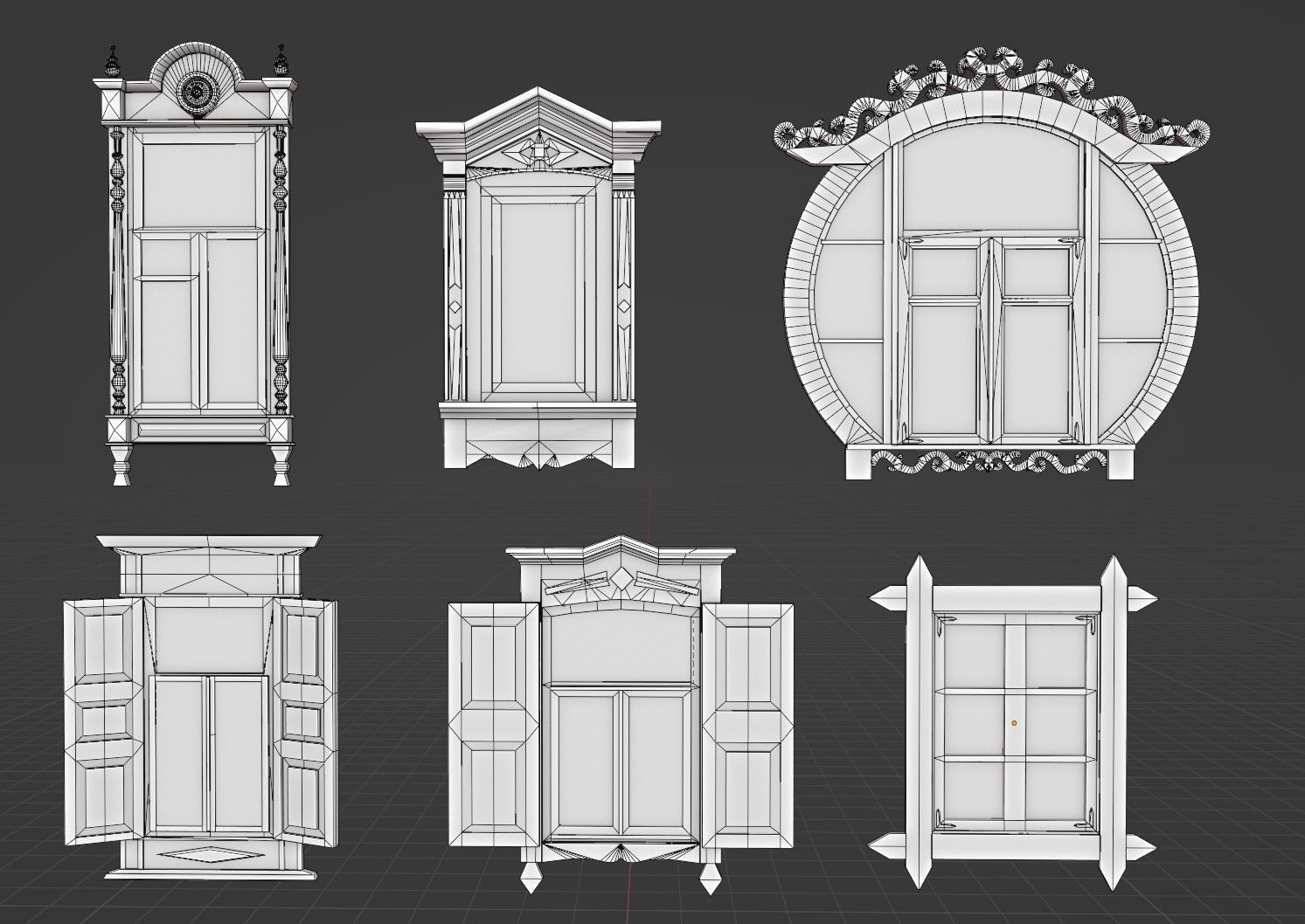 10 old windows pack Low-poly 3D model_32