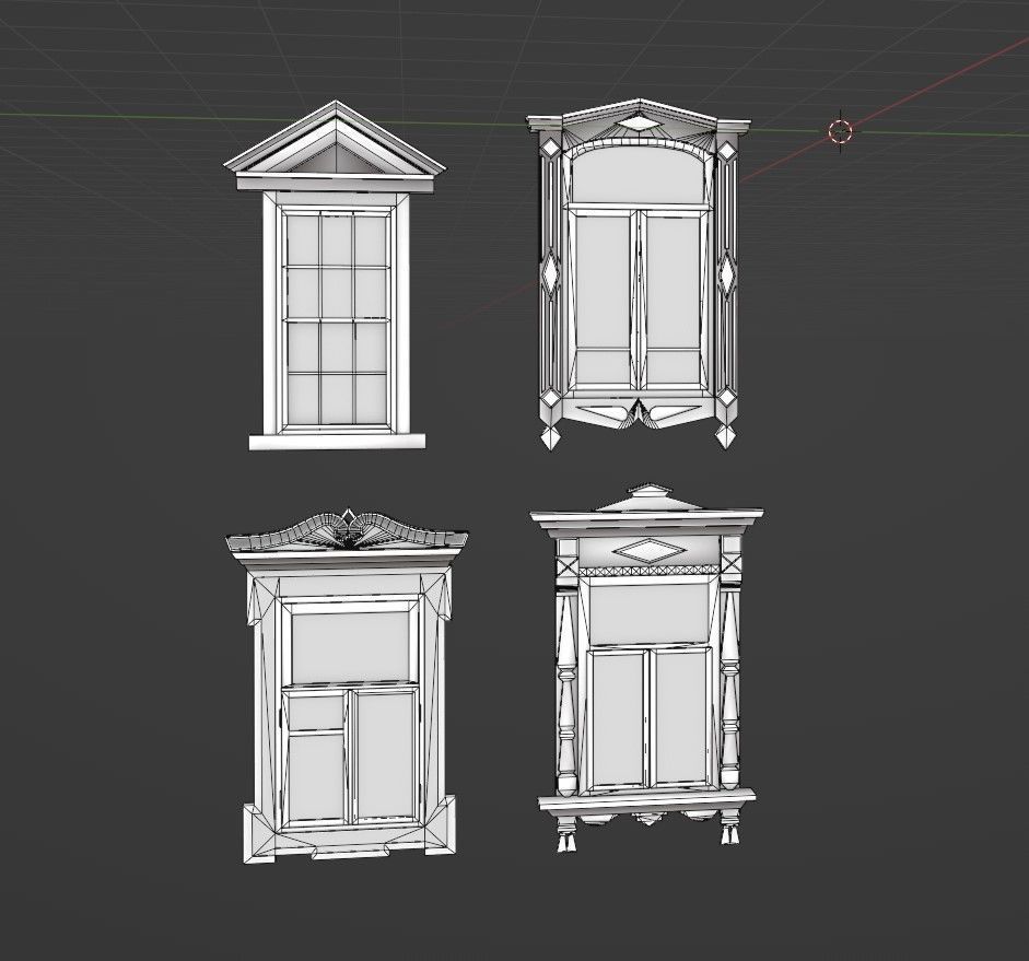 10 old windows pack Low-poly 3D model_33